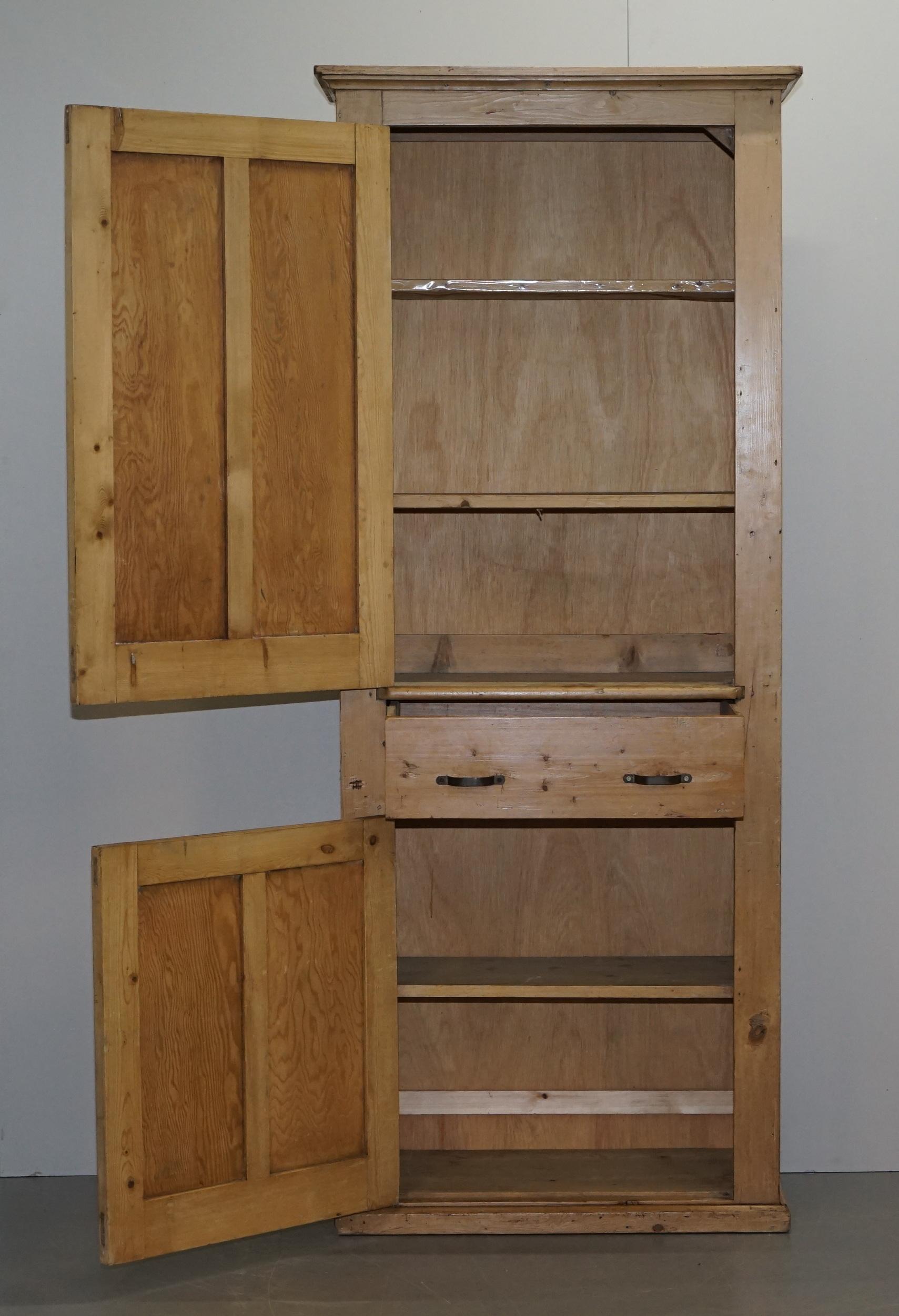 Lovely Pair of Antique Victorian circa 1880 Pine Kitchen Pot Cupboards + Drawers 1