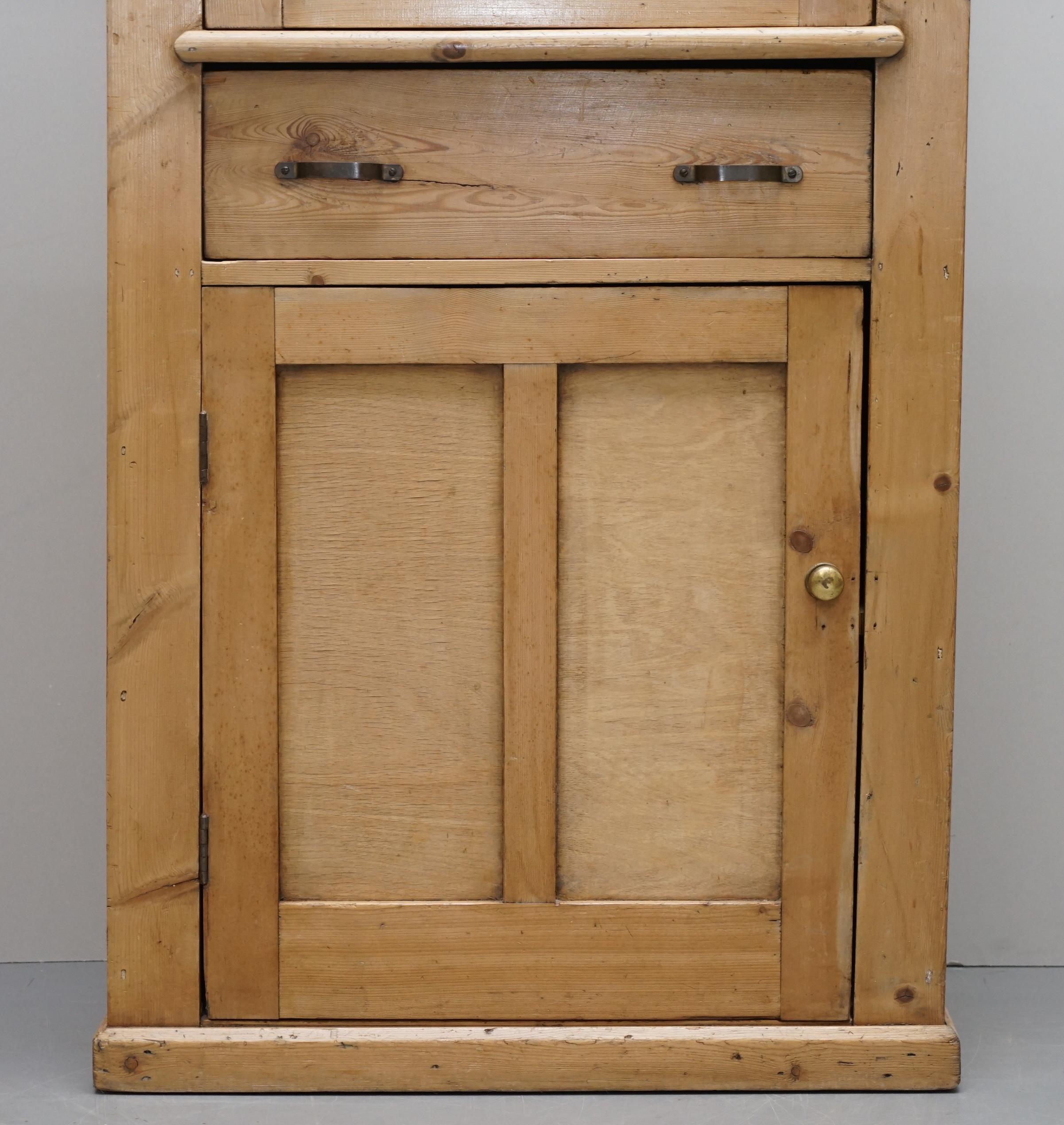 Lovely Pair of Antique Victorian circa 1880 Pine Kitchen Pot Cupboards + Drawers 9