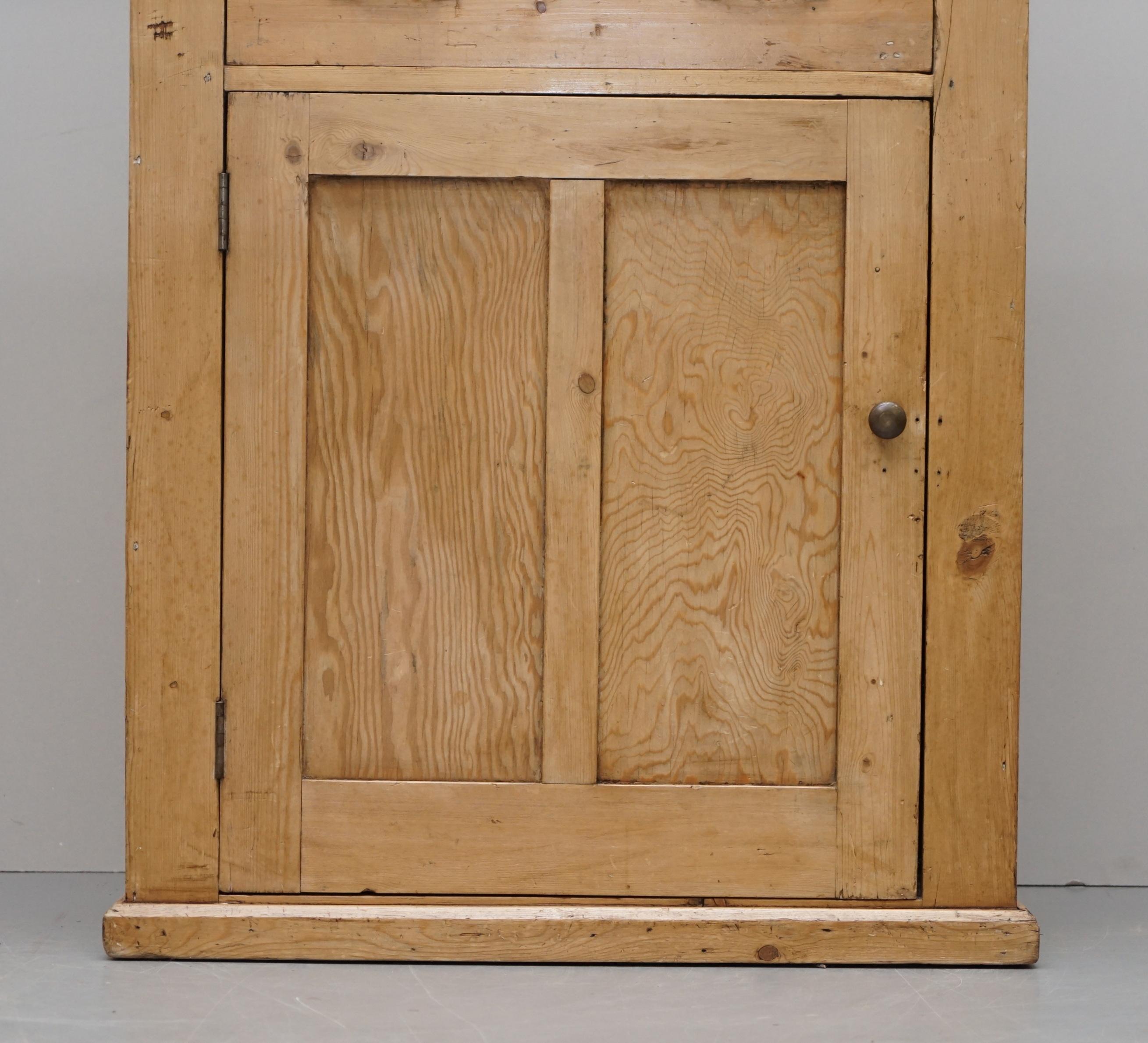 Hand-Crafted Lovely Pair of Antique Victorian circa 1880 Pine Kitchen Pot Cupboards + Drawers