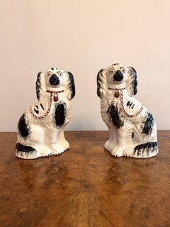 Lovely pair of antique Victorian Staffordshire dogs