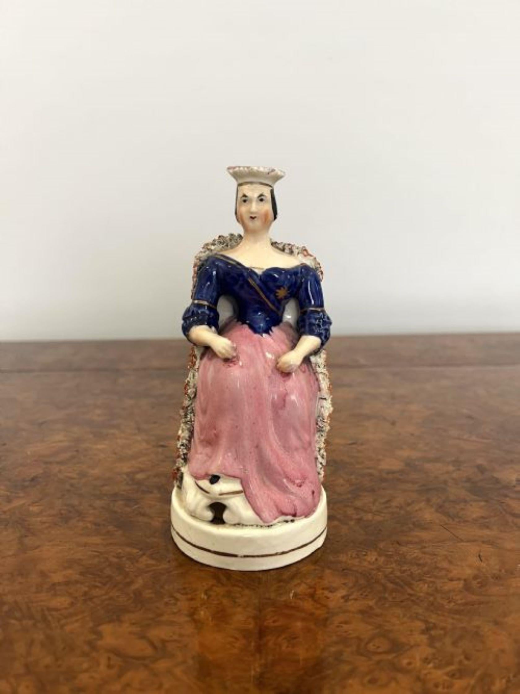 Lovely pair of antique Victorian Staffordshire 'royal' figures  In Good Condition For Sale In Ipswich, GB