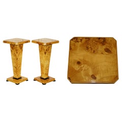 LOVELY PAiR OF ART DECO BIEDERMEIER STYLE BURR WALNUT PLANT JARDINIERE STANDS