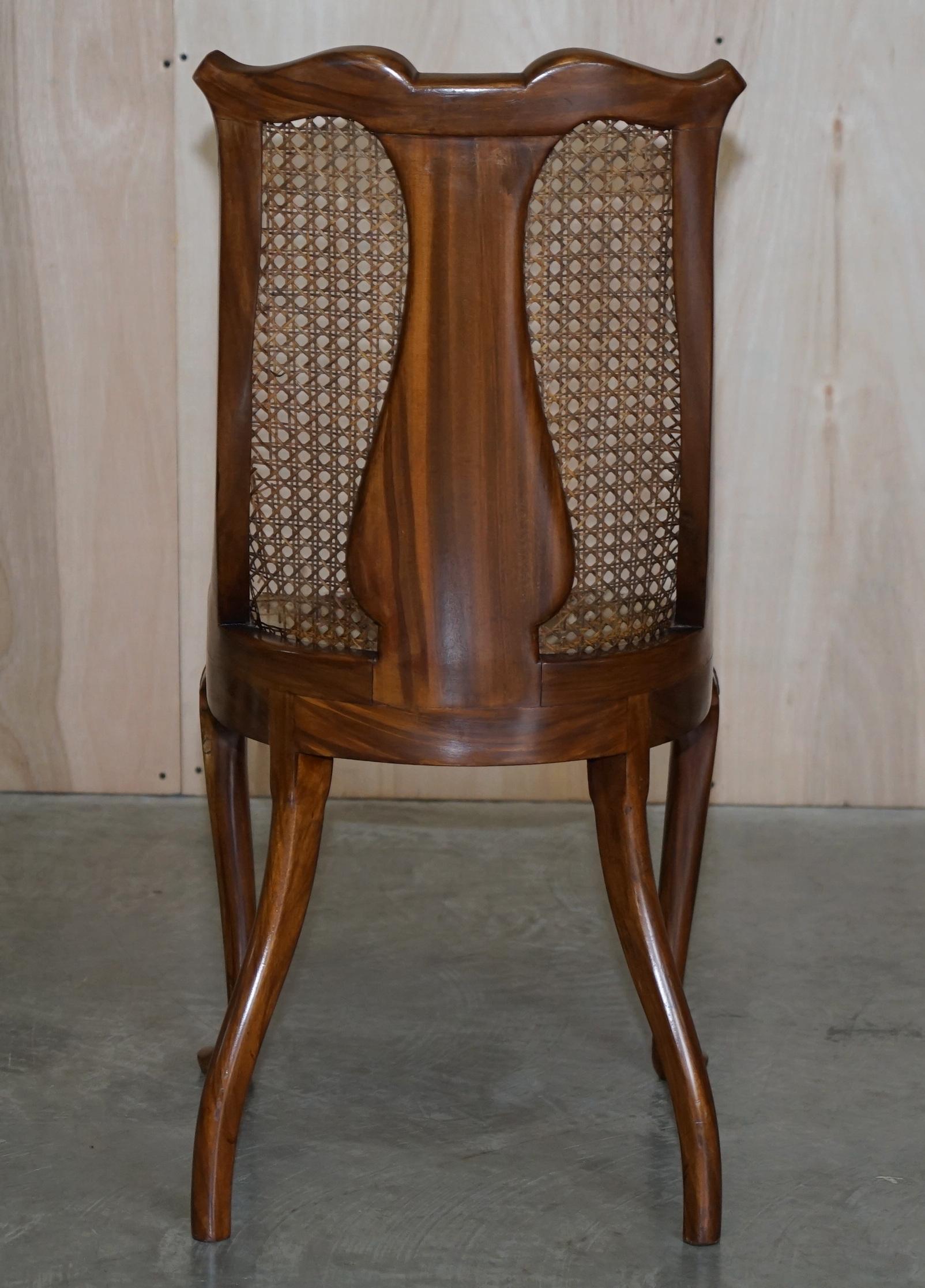 Lovely Pair of Art Deco Walnut & Hardwood Bergere Side Chairs Part of Suite For Sale 7