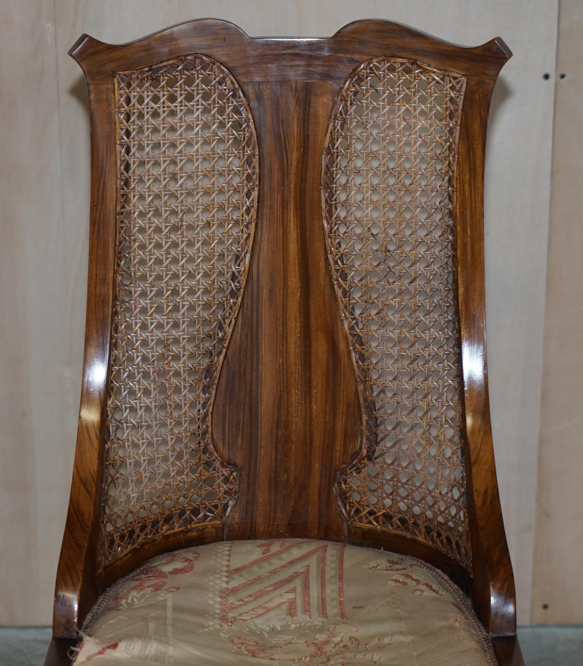 Lovely Pair of Art Deco Walnut & Hardwood Bergere Side Chairs Part of Suite For Sale 11