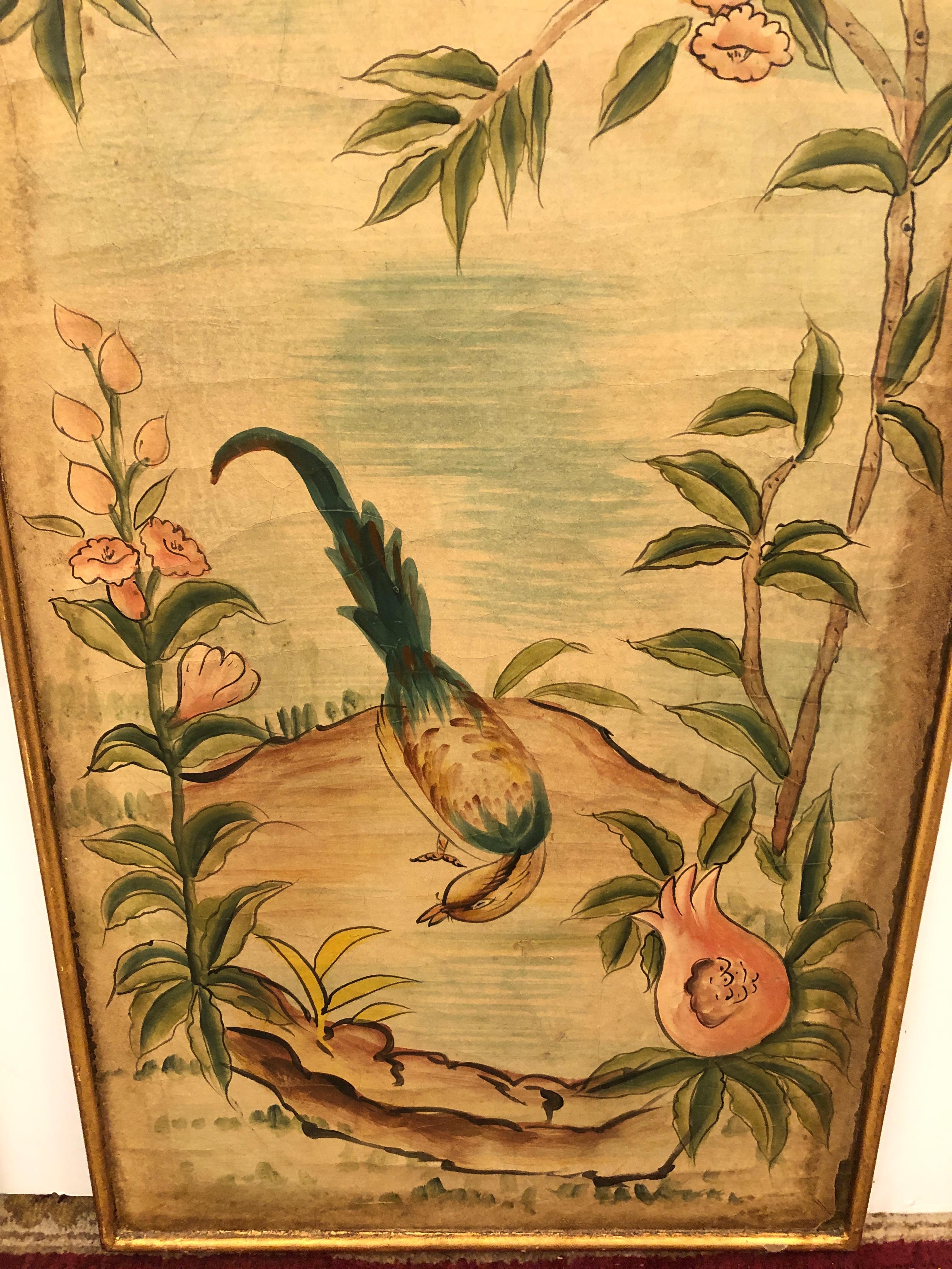 Mid-20th Century Lovely Pair of Asian Painted Panels with Exotic Birds