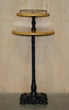 Lovely Pair of Bentwood Thonet Bar Stools + Cast Iron Cocktail Bar Top Table