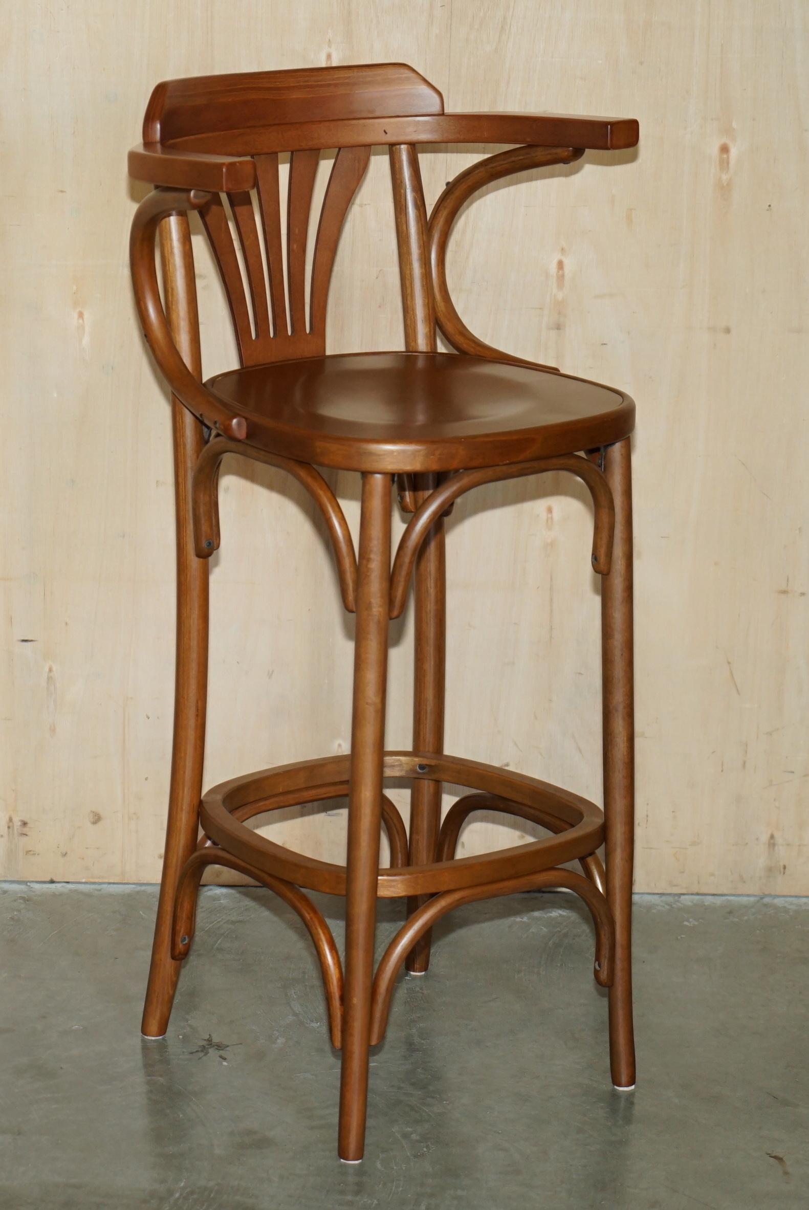 Royal House Antiques

Royal House Antiques is delighted to offer for sale this lovely pair of Thonet Bentwood bar stools with bronzed finish fixings 

Please note the delivery fee listed is just a guide, it covers within the M25 only for the UK and
