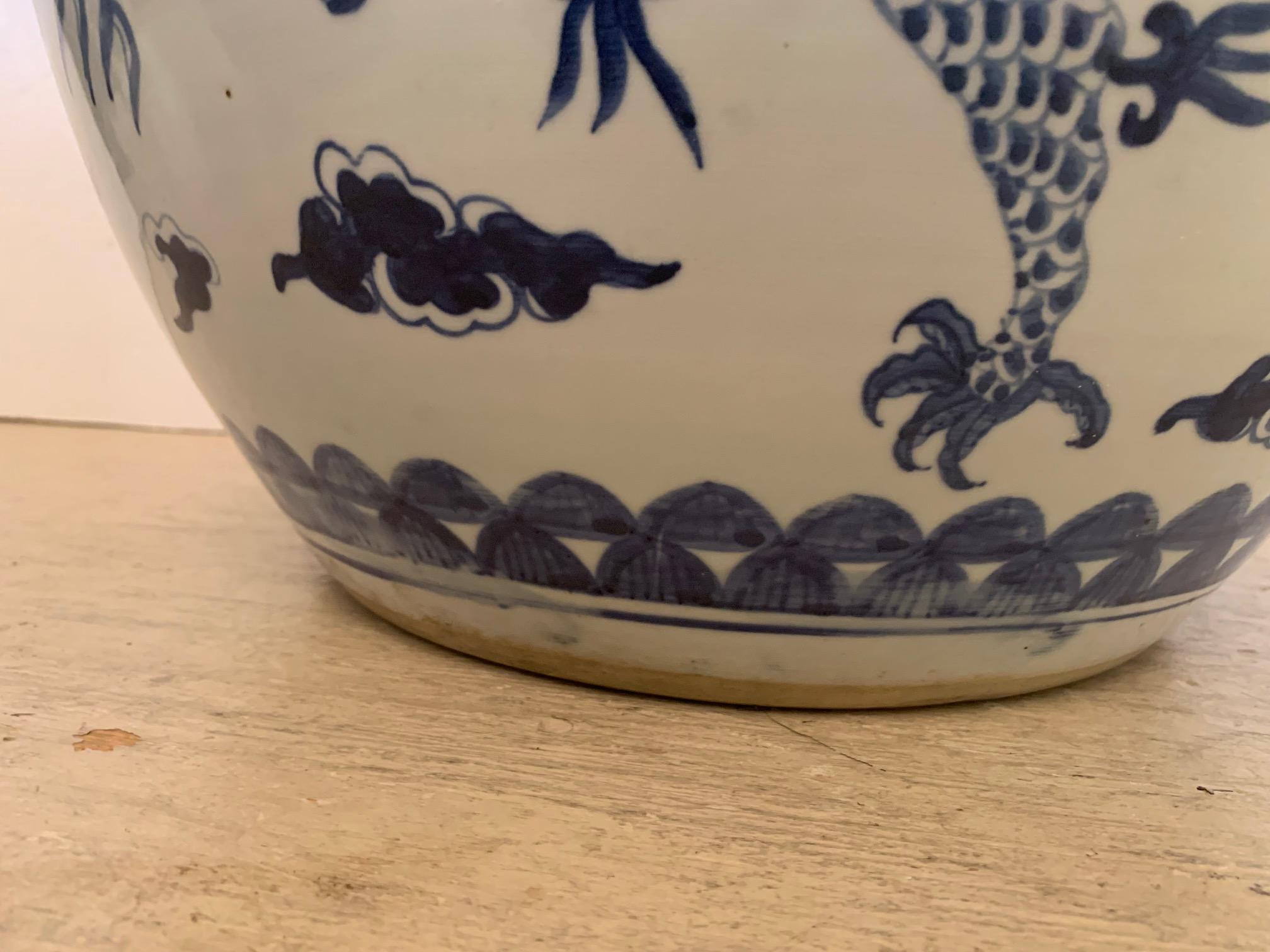Lovely Pair of Blue & White Chinese Ceramic Planters 8