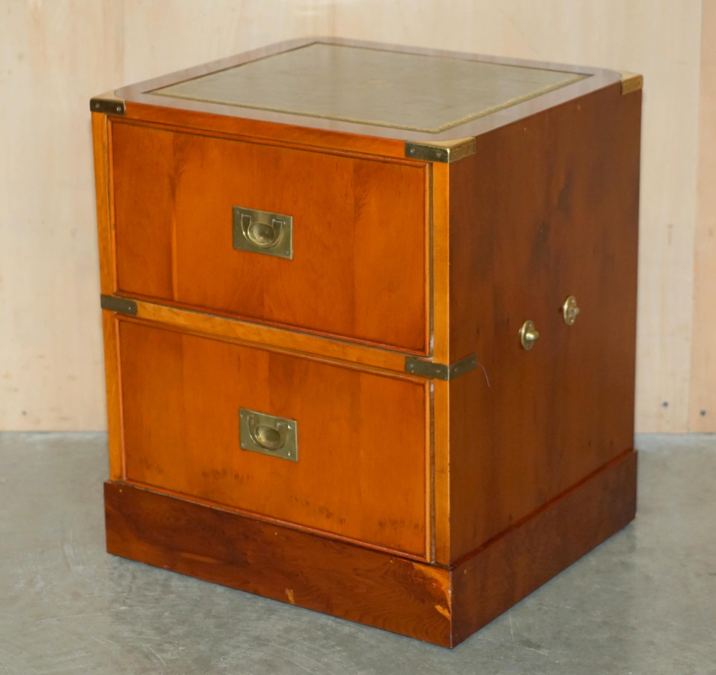 Royal House Antiques

Royal House Antiques is delighted to offer for sale this sublime pair of vintage Bevan Funnell Military Campaign side tables with drawers and green leather tops in Burr Yew wood

Please note the delivery fee listed is just a