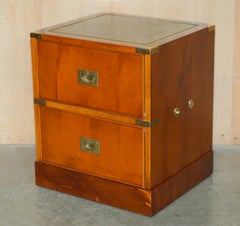 Joli tiroir de table de chevet militaire en cuir vert de Wood Wood Greene & Greene