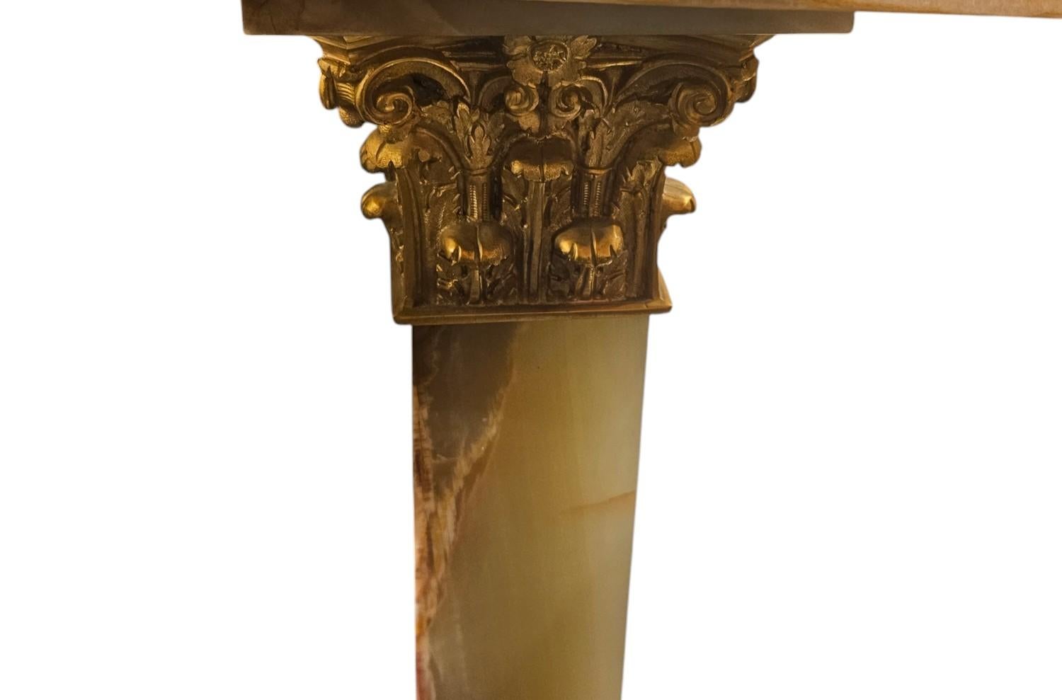 Carved Lovely Pair of C1920s Onyx Pedestals For Sale