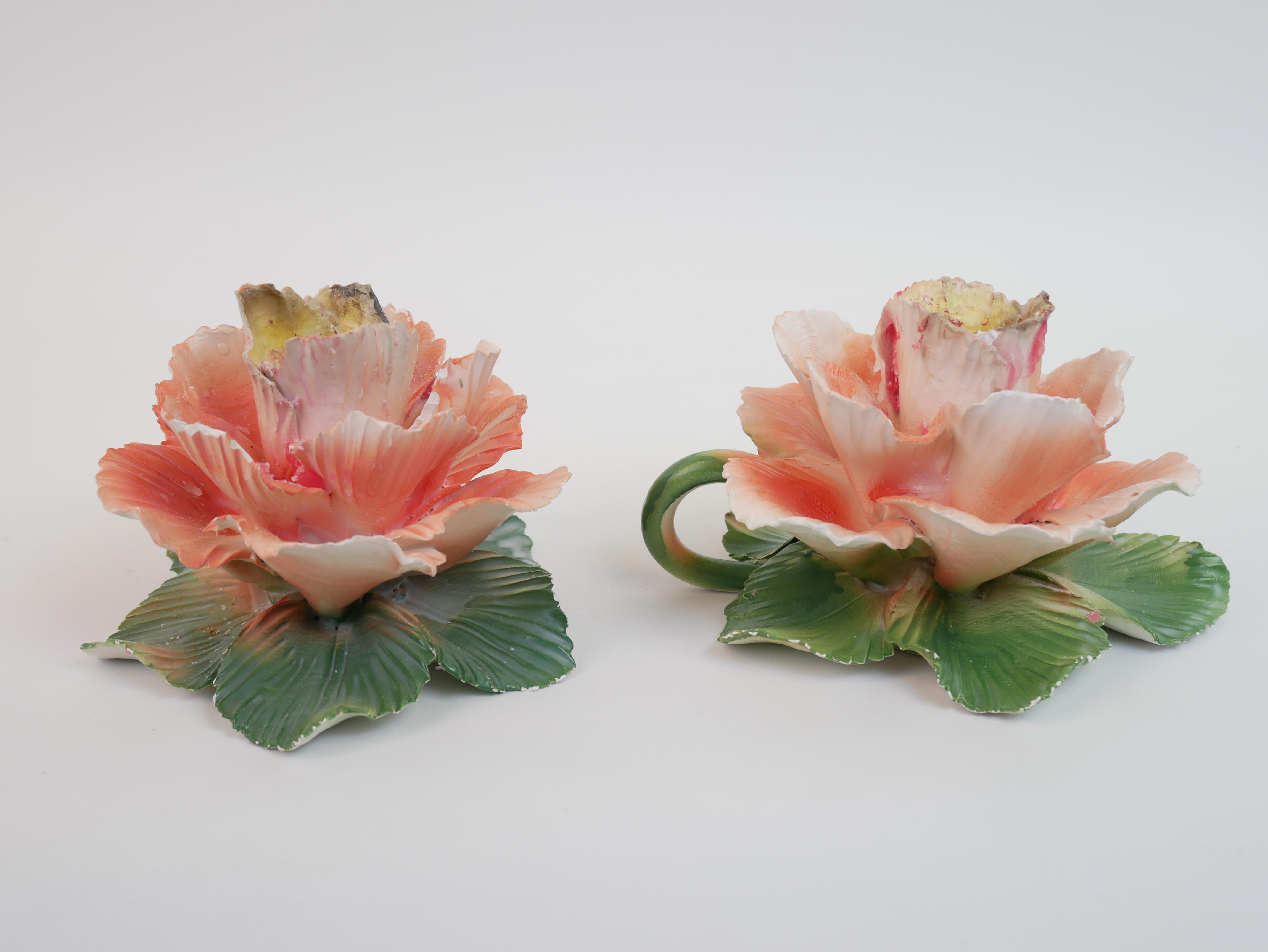 Lovely pair of candle holders by Maison Lancel in ceramic For Sale 3