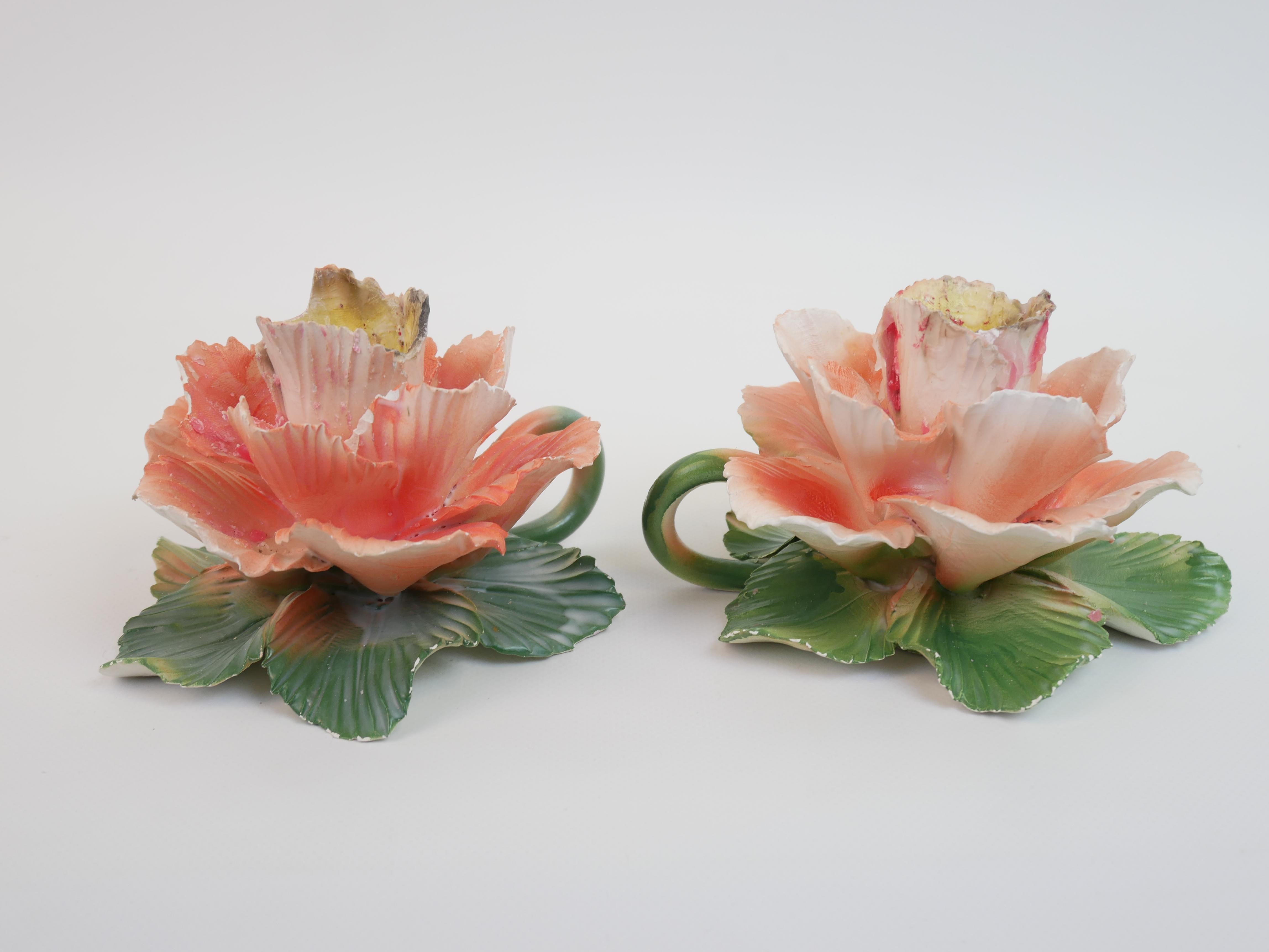 Lovely pair of candle holders by Maison Lancel in ceramic For Sale 4
