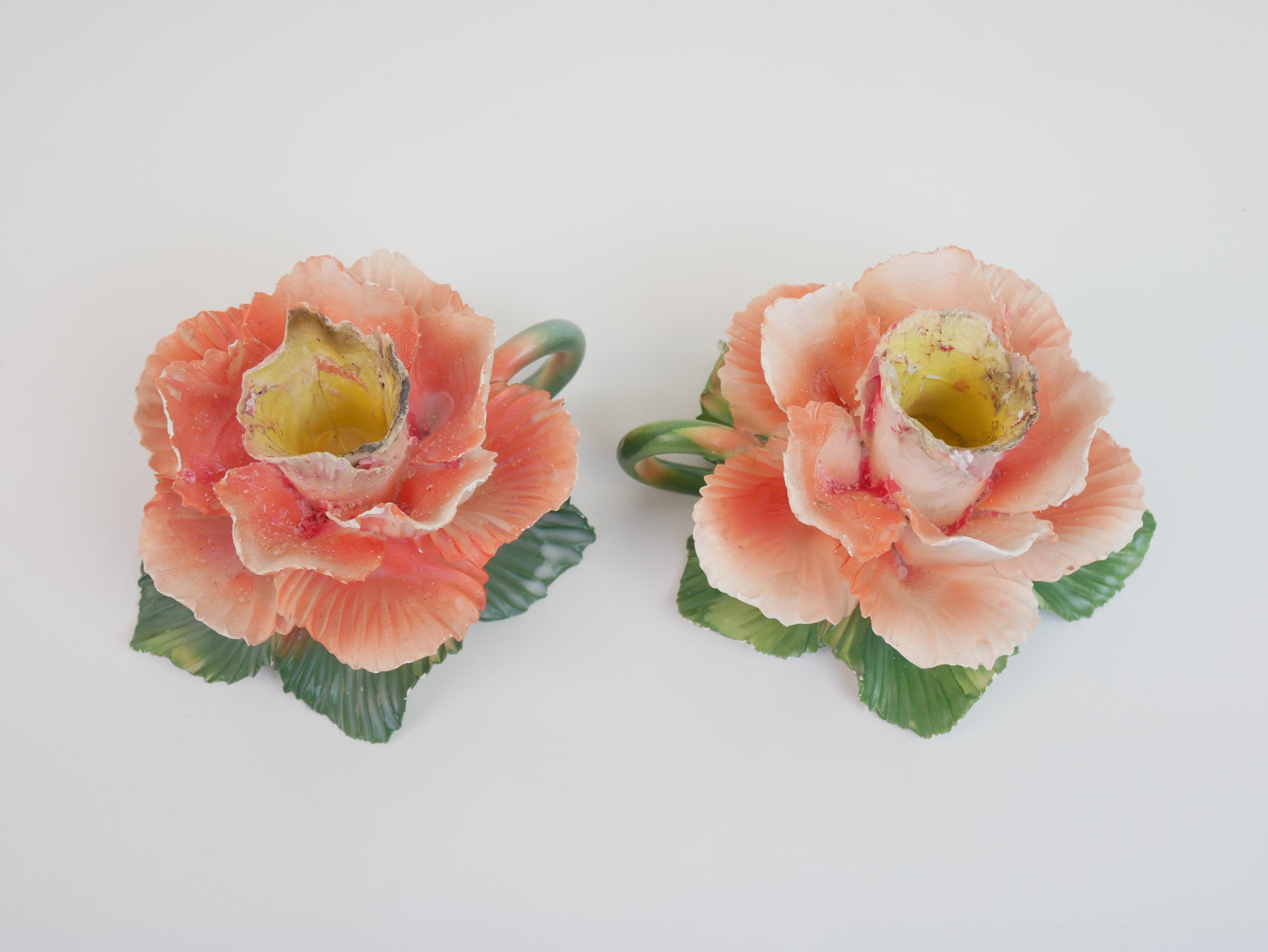 Lovely pair of candle holders by Maison Lancel in ceramic For Sale 5