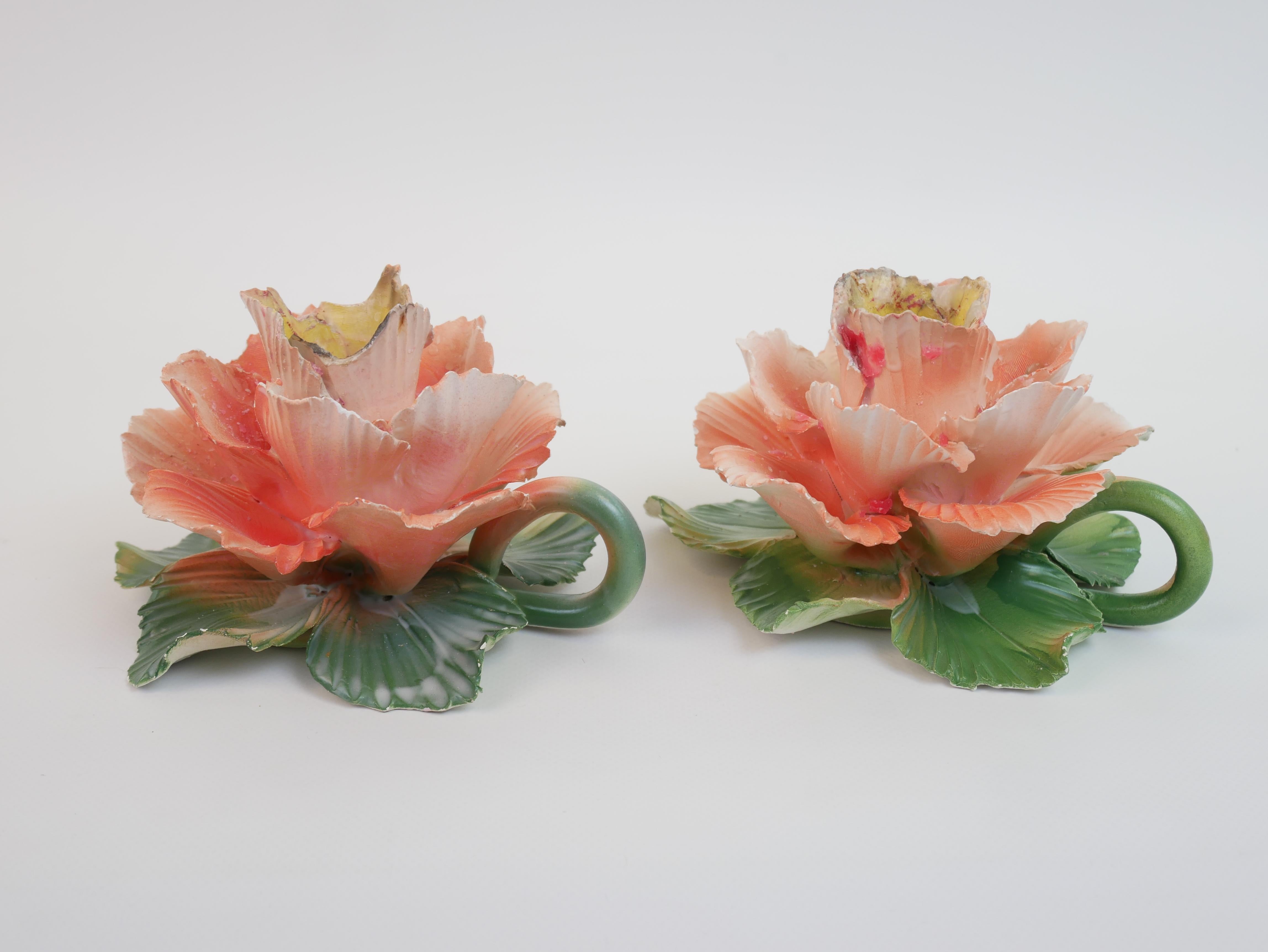 Neoclassical Lovely pair of candle holders by Maison Lancel in ceramic For Sale