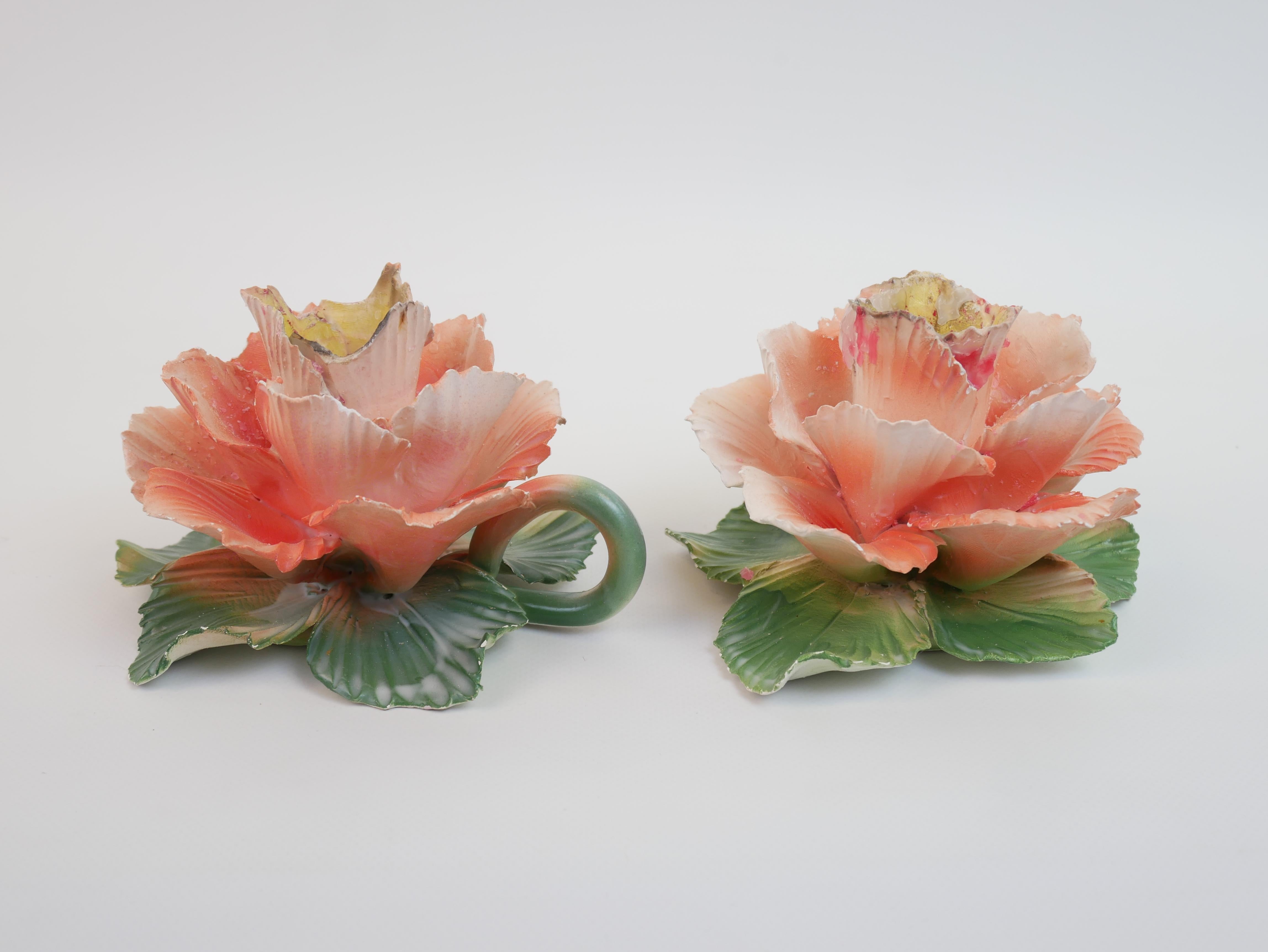 Italian Lovely pair of candle holders by Maison Lancel in ceramic For Sale