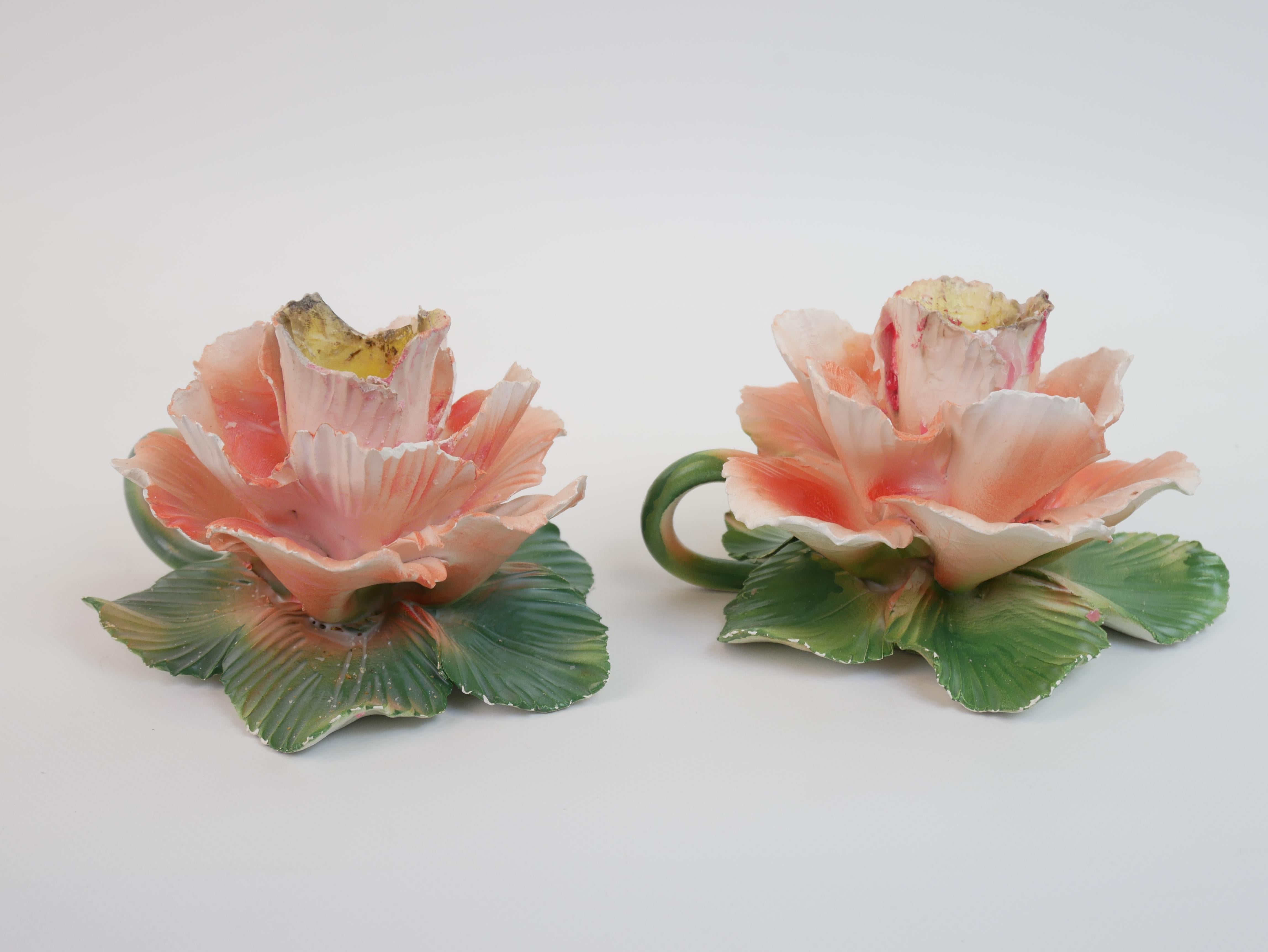 Lovely pair of candle holders by Maison Lancel in ceramic For Sale 2