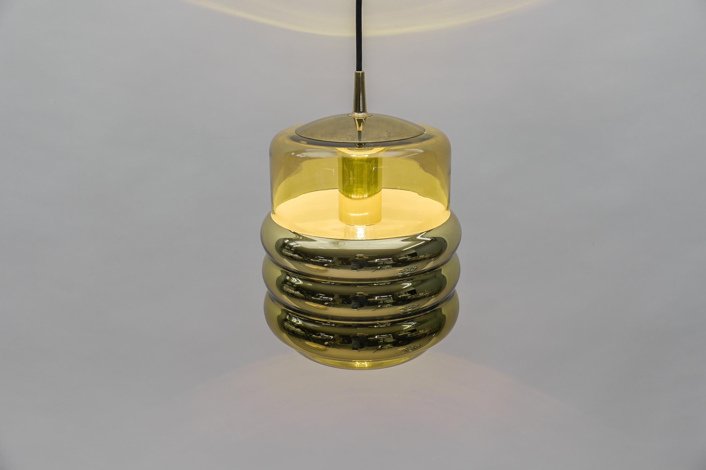 Lovely Pair of Ceiling Lamps in Glass by Limburg, Germany, 1960s 5