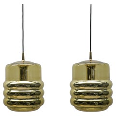 Lovely Pair of Ceiling Lamps in Glass by Limburg, Germany, 1960s