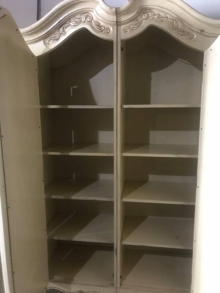 Lovely Pair of Cream Painted and Mirrored Armoires For Sale at 1stDibs