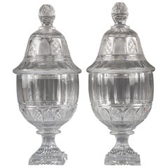 Lovely Pair of Crystal Covered Vases Attributed to Baccarat, France, Circa 1900