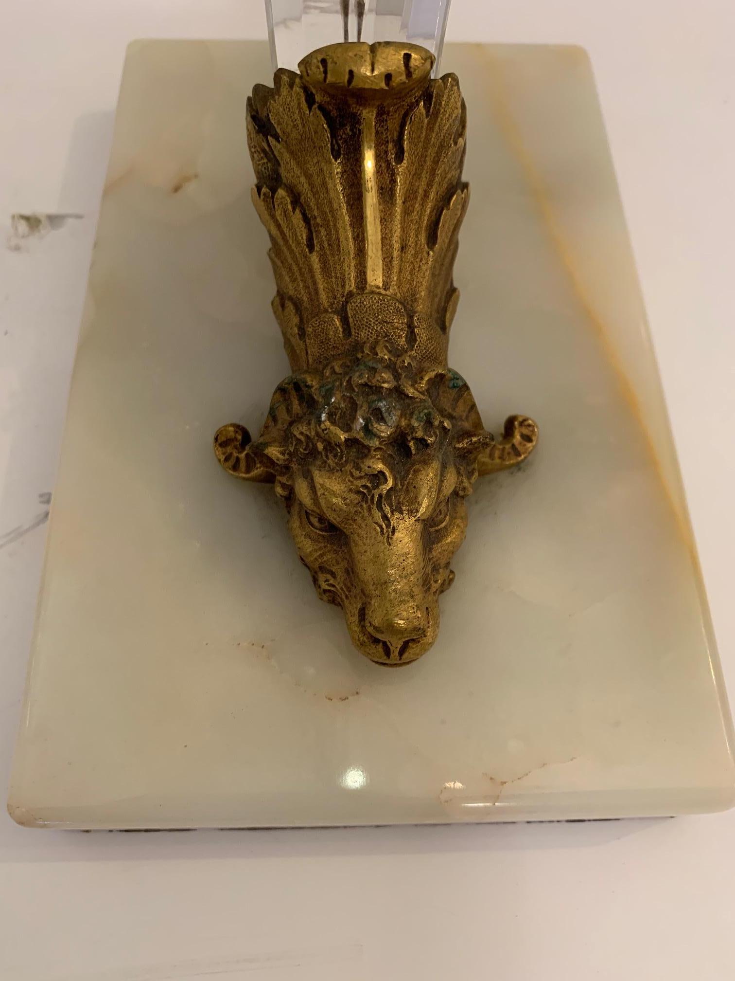 Lovely Pair of Cut Glass Marble and Bronze Cornucopia For Sale 1