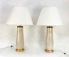 Lovely Pair of Decorator Italian Crackle Glaze Ceramic Lamps