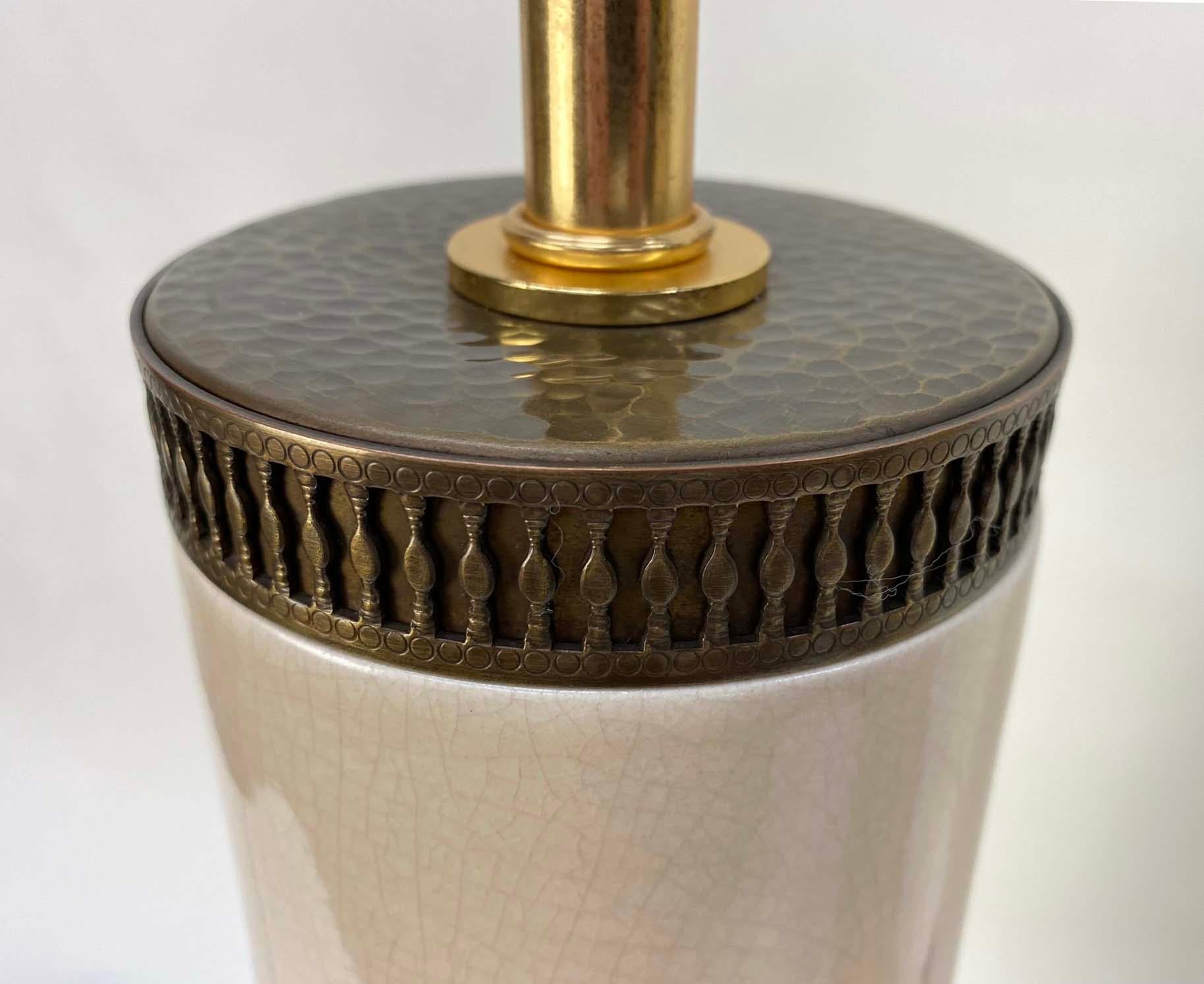 Jolie paire de lampes décoratives italiennes en céramique à glaçure craquelée en vente 1