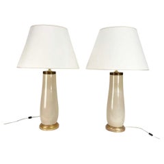 Schönes Paar Dekorateur Italienisch Crackle Glaze Keramik-Lampen