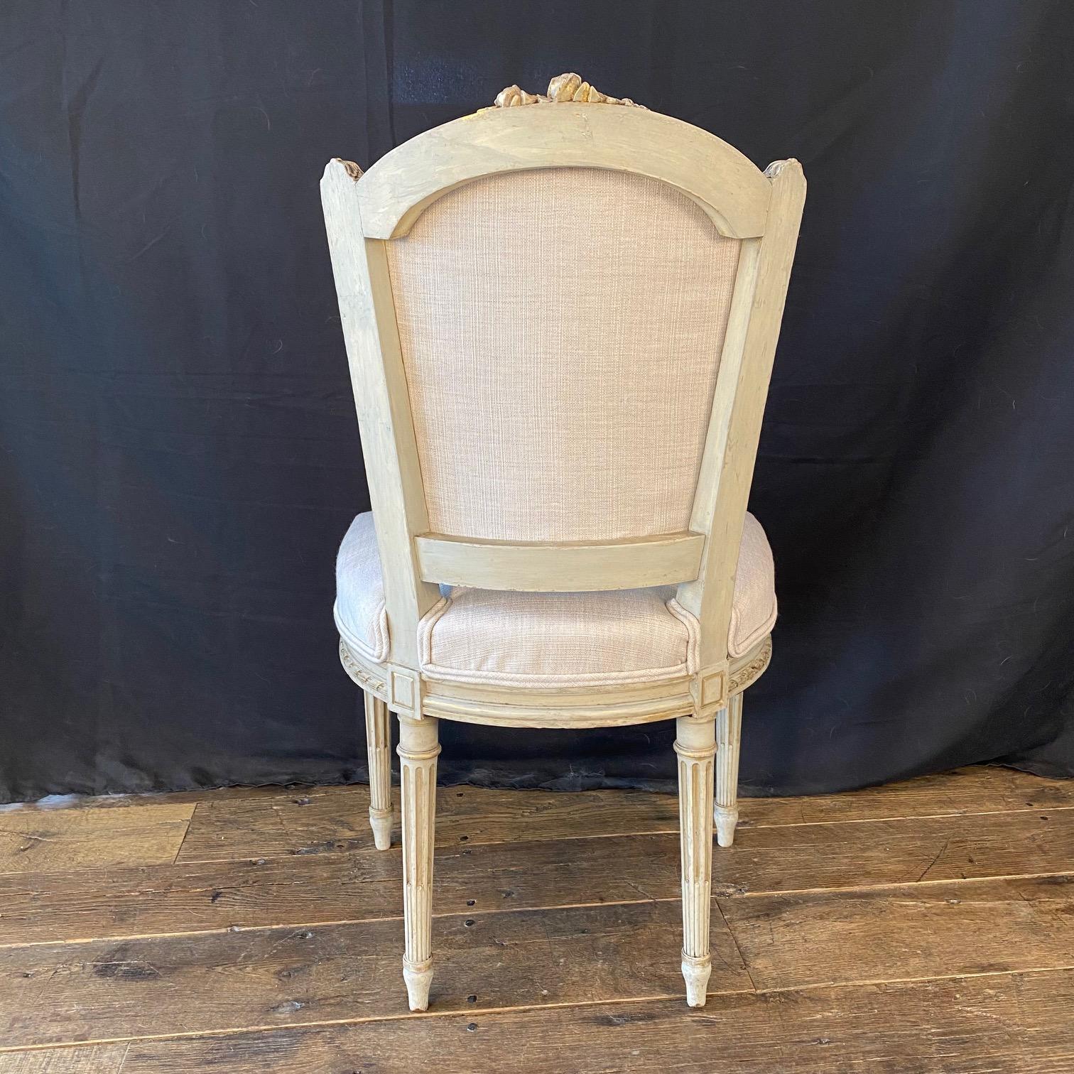 Lovely Pair of French 19th Century Louis XVI Neoclassical Side Chairs For Sale 6