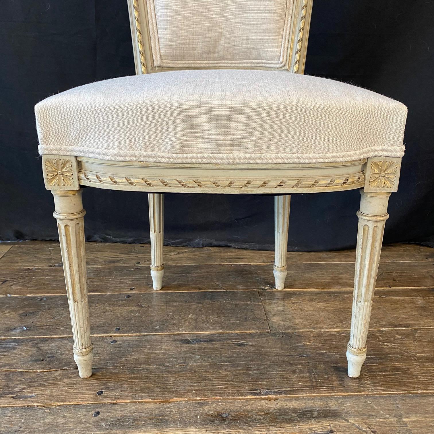 Lovely Pair of French 19th Century Louis XVI Neoclassical Side Chairs In Good Condition For Sale In Hopewell, NJ
