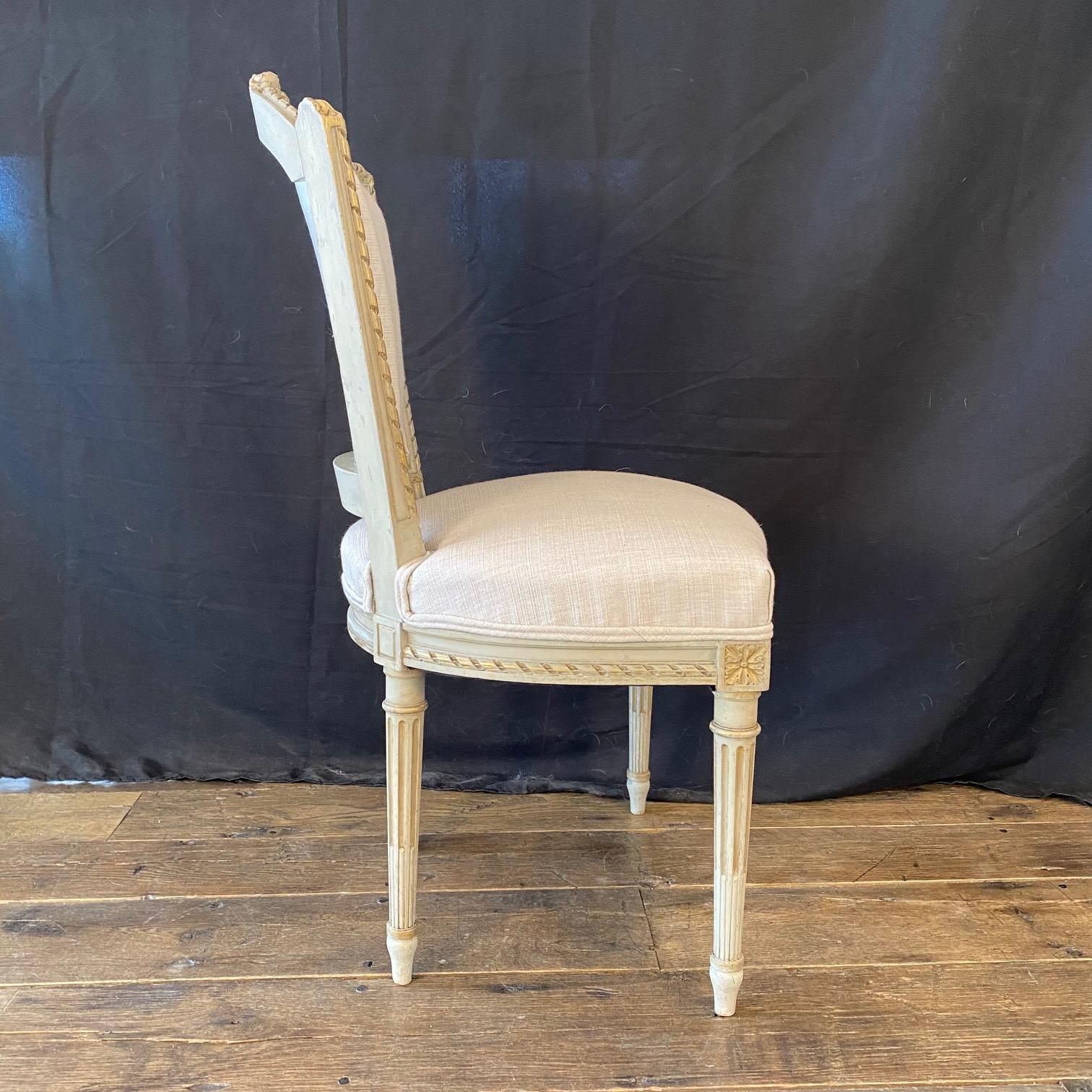 Lovely Pair of French 19th Century Louis XVI Neoclassical Side Chairs For Sale 5