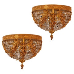 Lovely Pair of French Bronze Chandeliers