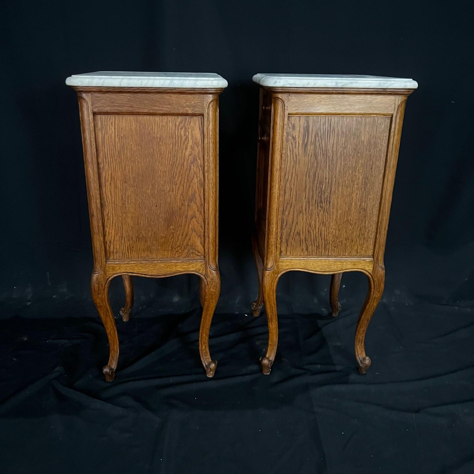  Lovely Pair of French Marble Top Antique Night Stands 5