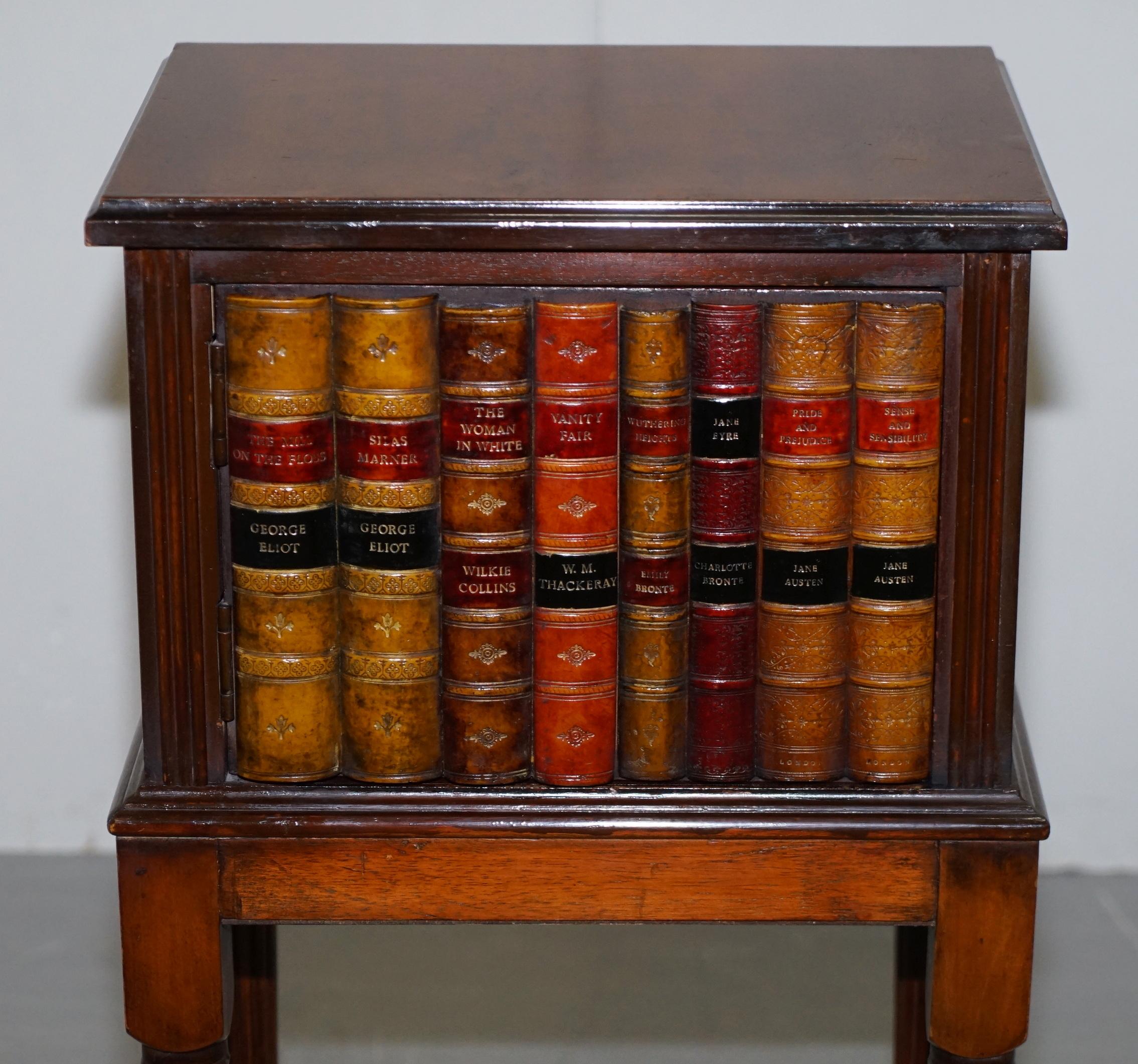 Lovely Pair of Fully Restored Faux Book Front Side End Lamp Wine Table Cupboards 7