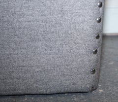 LOVELY PAIR OF GREY FABRIC STUDDED FOOTSTOOLS SiDE STAND STOOL