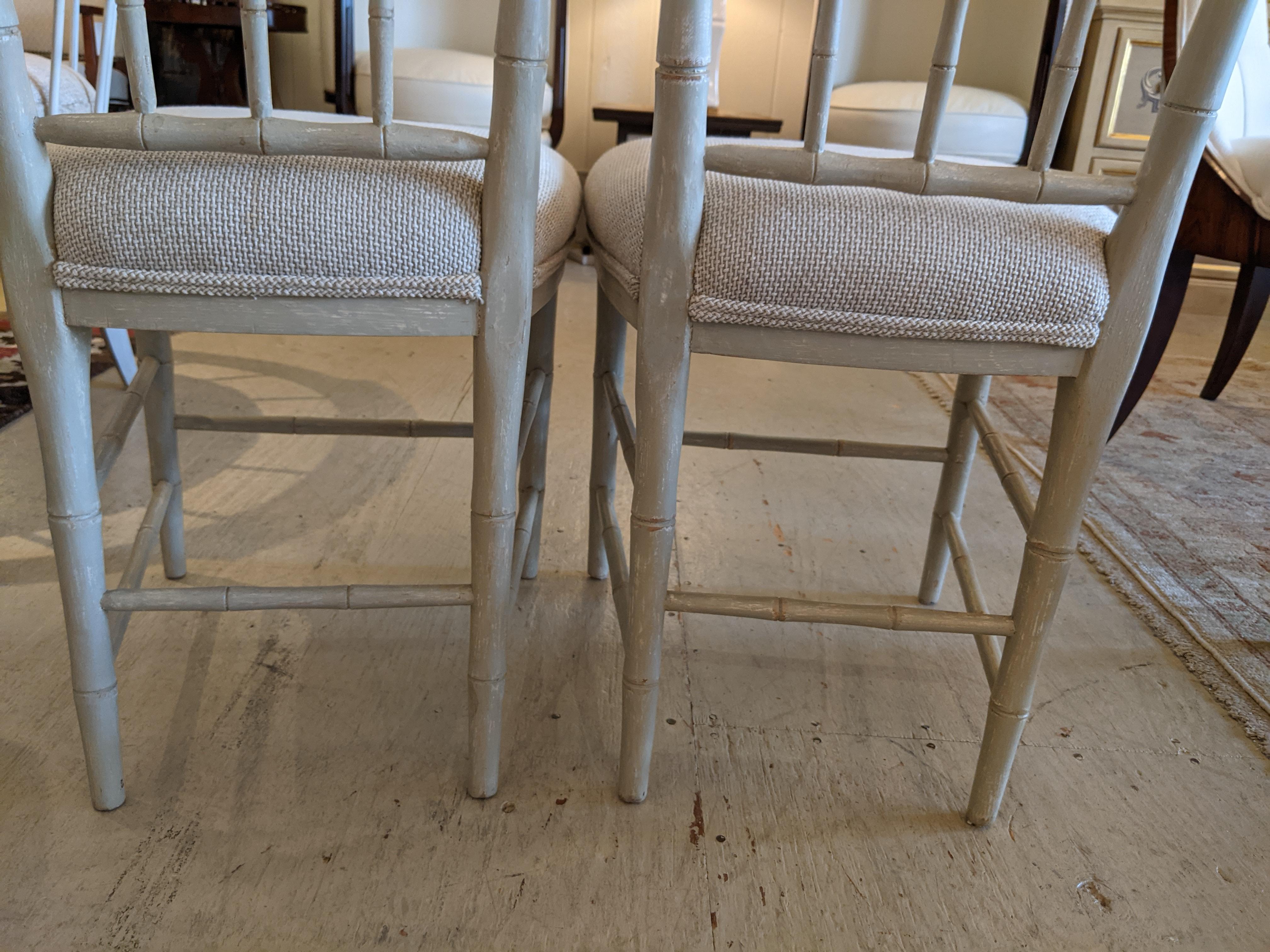 Wood Lovely Pair of Gustavian Style Side Dining Chairs
