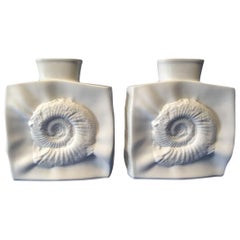 Lovely Pair of Hutschenreuther White Fossil Vases from Germany