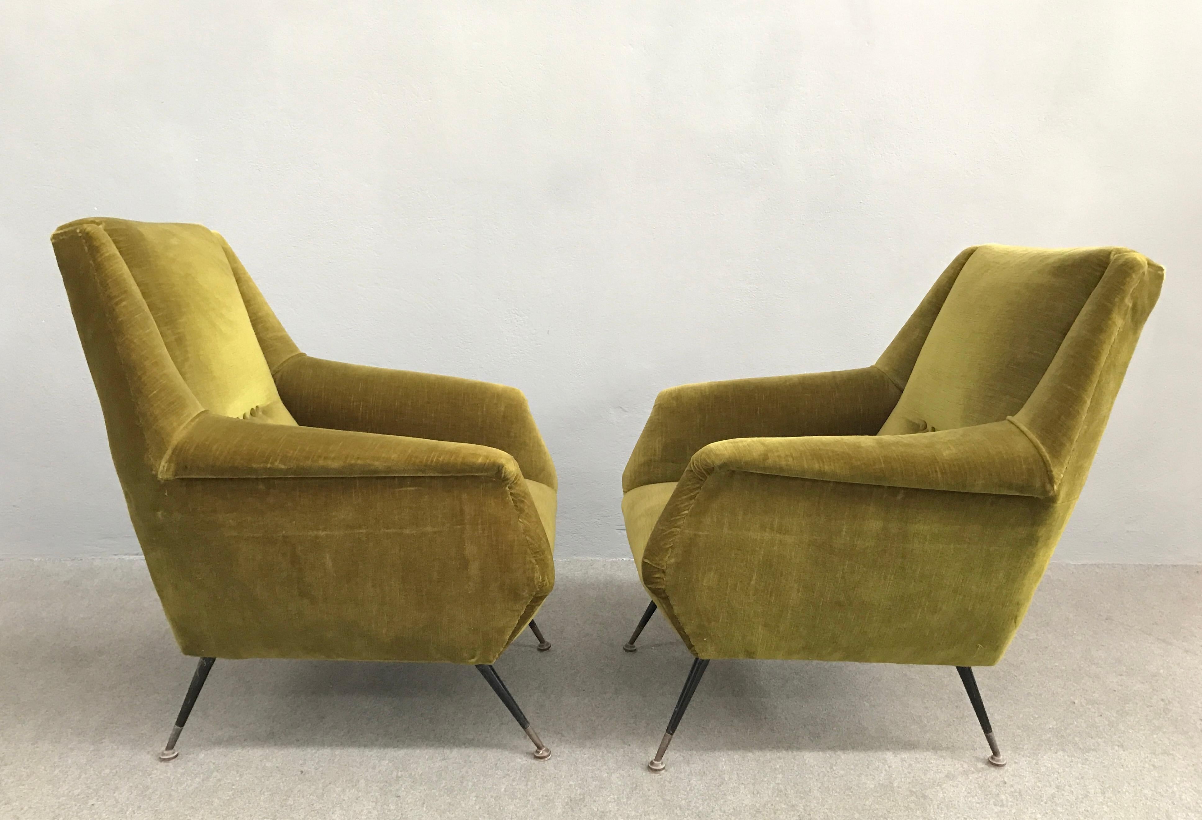 Mid-20th Century Lovely Pair of Italian Armchairs, 1950s