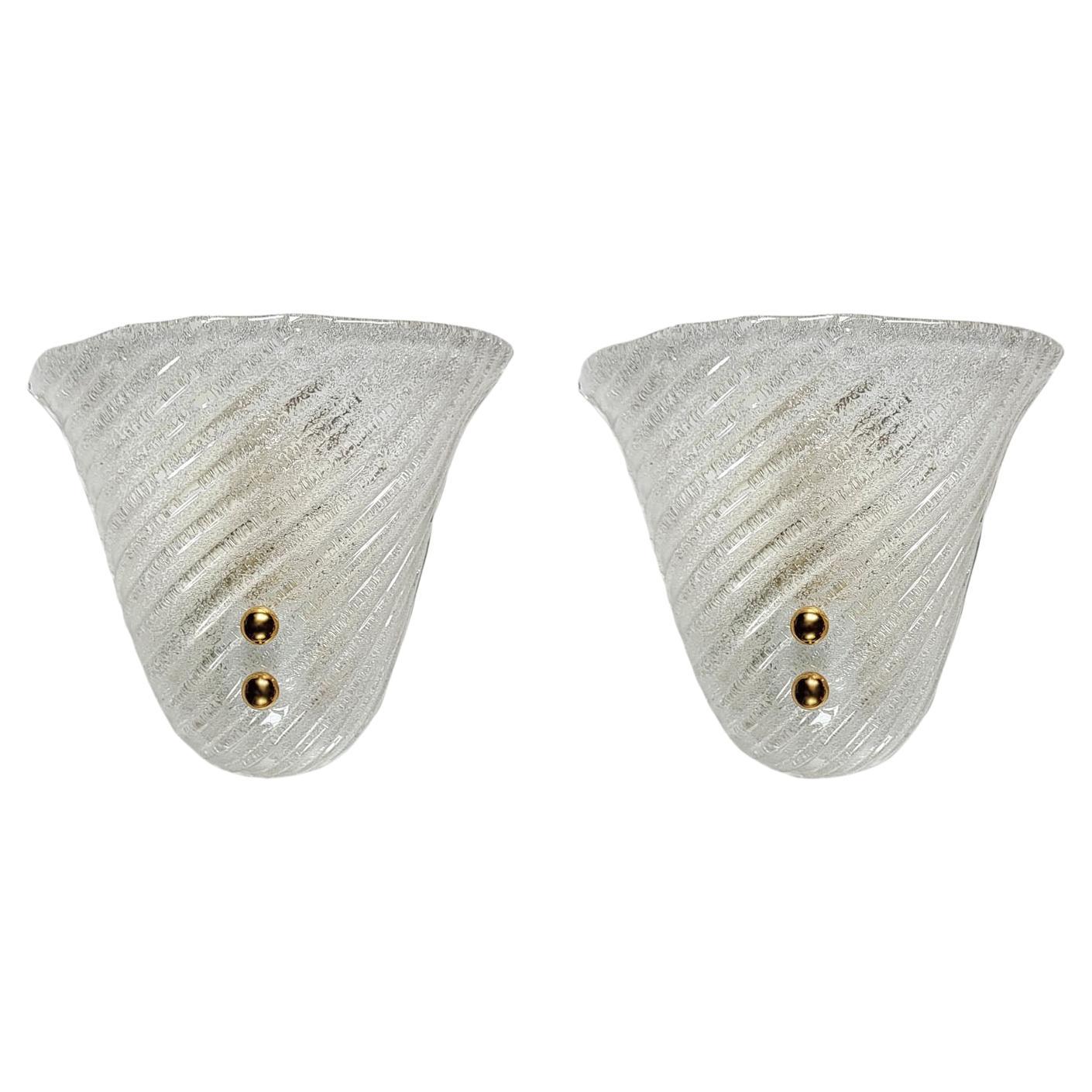 Lovely Pair of Italian Vintage Murano Glass Sconces 1970s For Sale