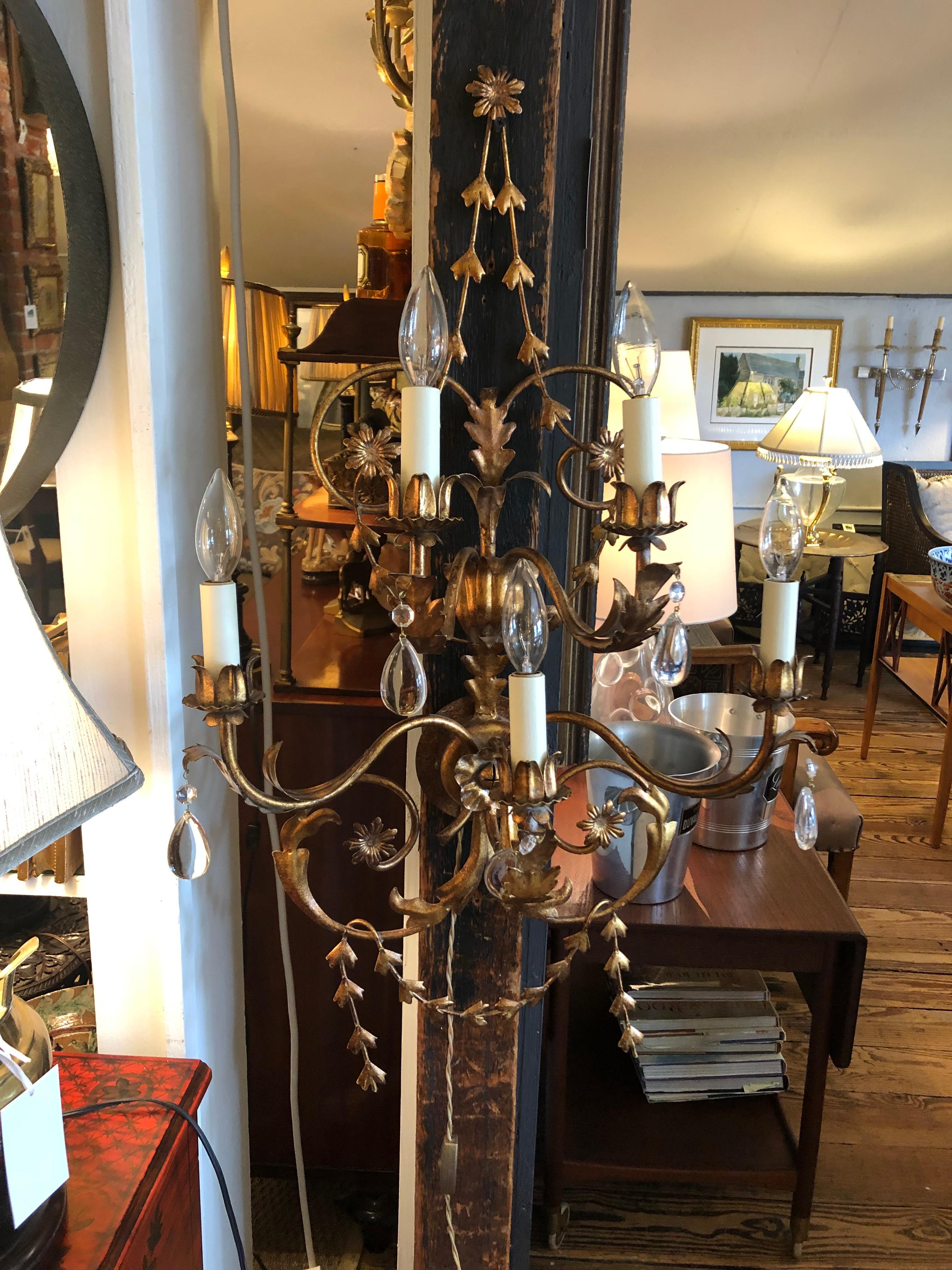 Lovely Pair of Large Tole and Giltmetal Wall Sconces 1