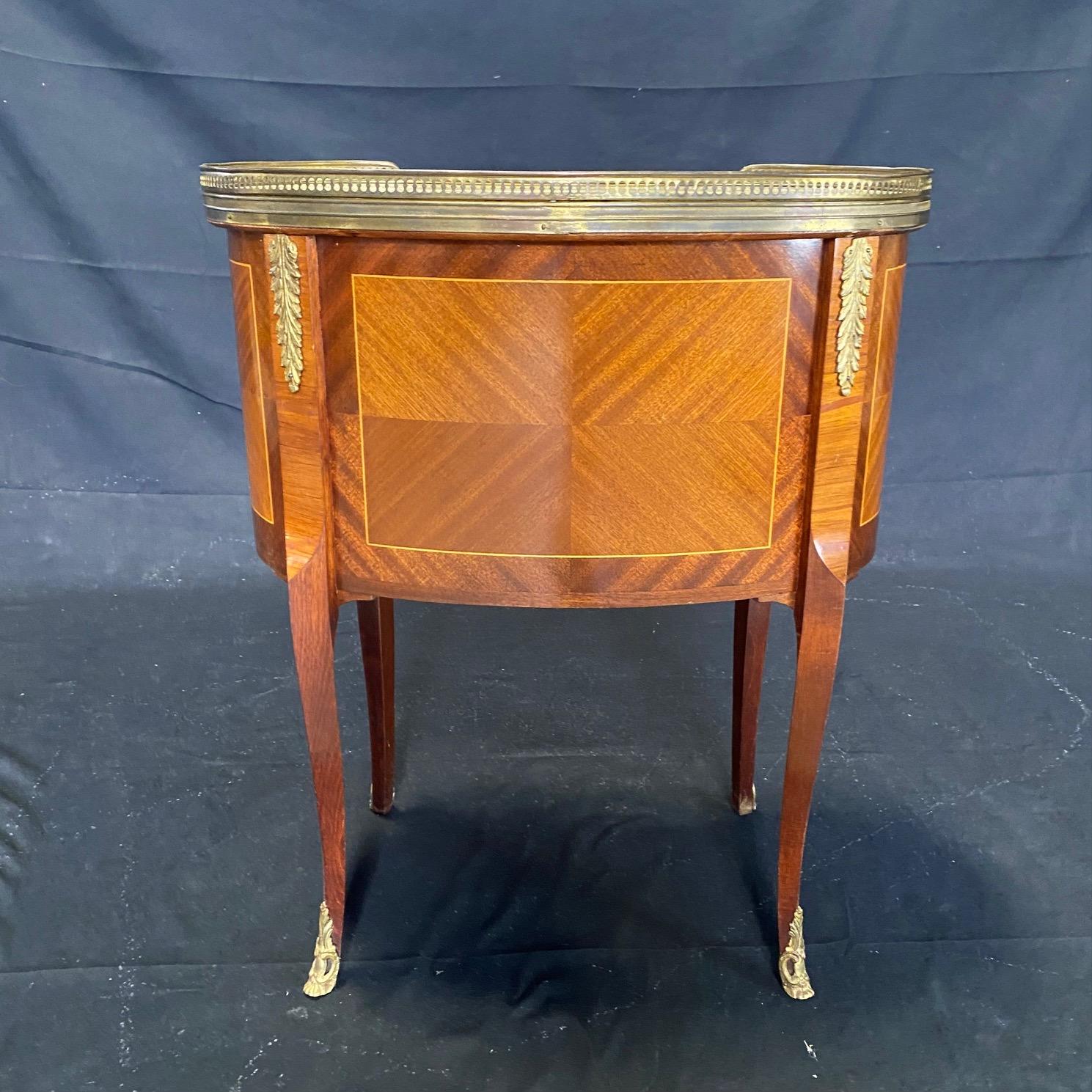 Lovely Pair of Louis XVI French Marble Brass Trimmed Commode Night Stands  9