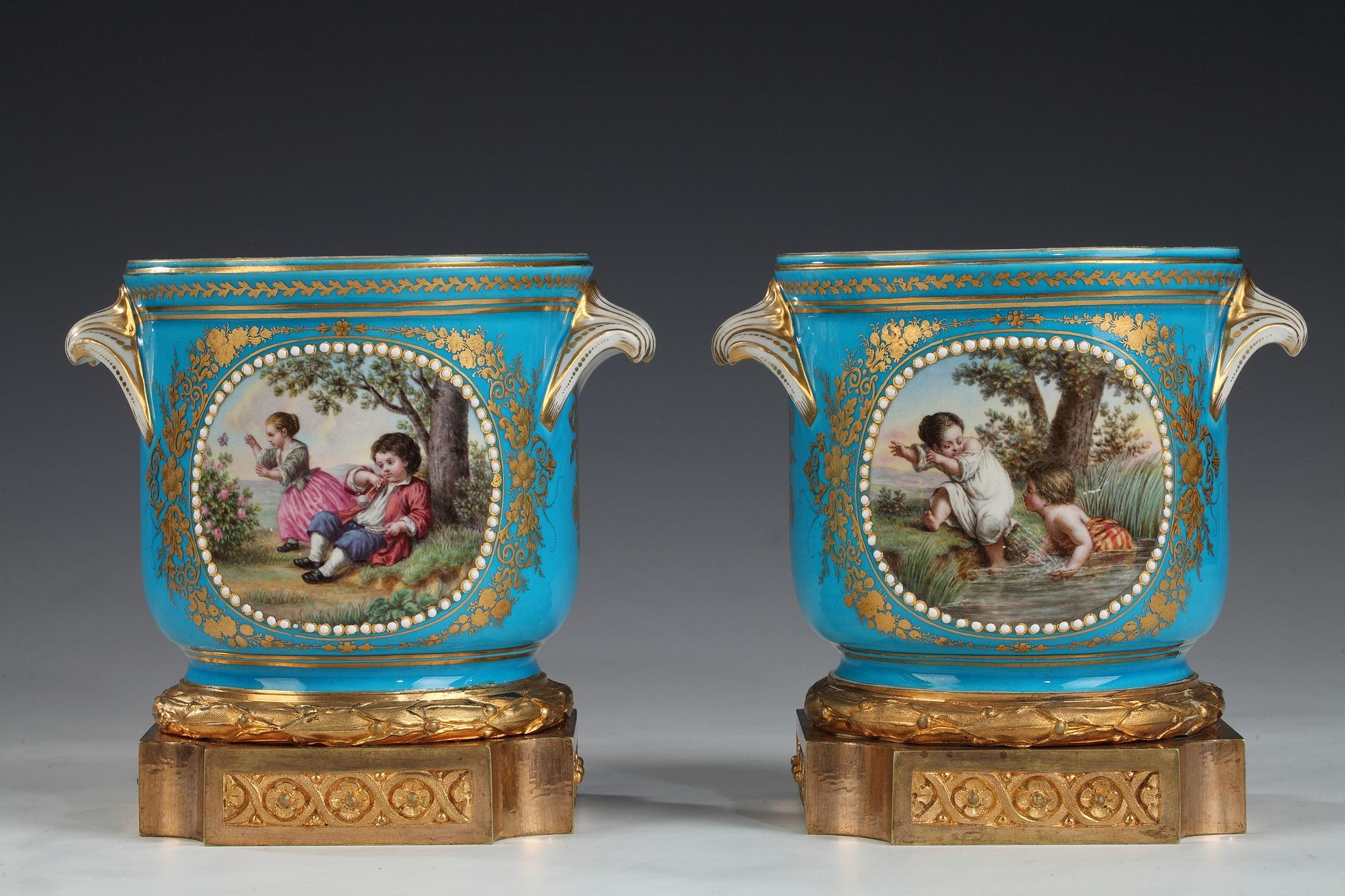 Fin du XIXe siècle Paire d'objets de style Louis XVI  