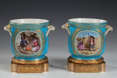 Pair of Louis XVI  "Sèvres" Porcelain Glass-Coolers, France, Circa 1880