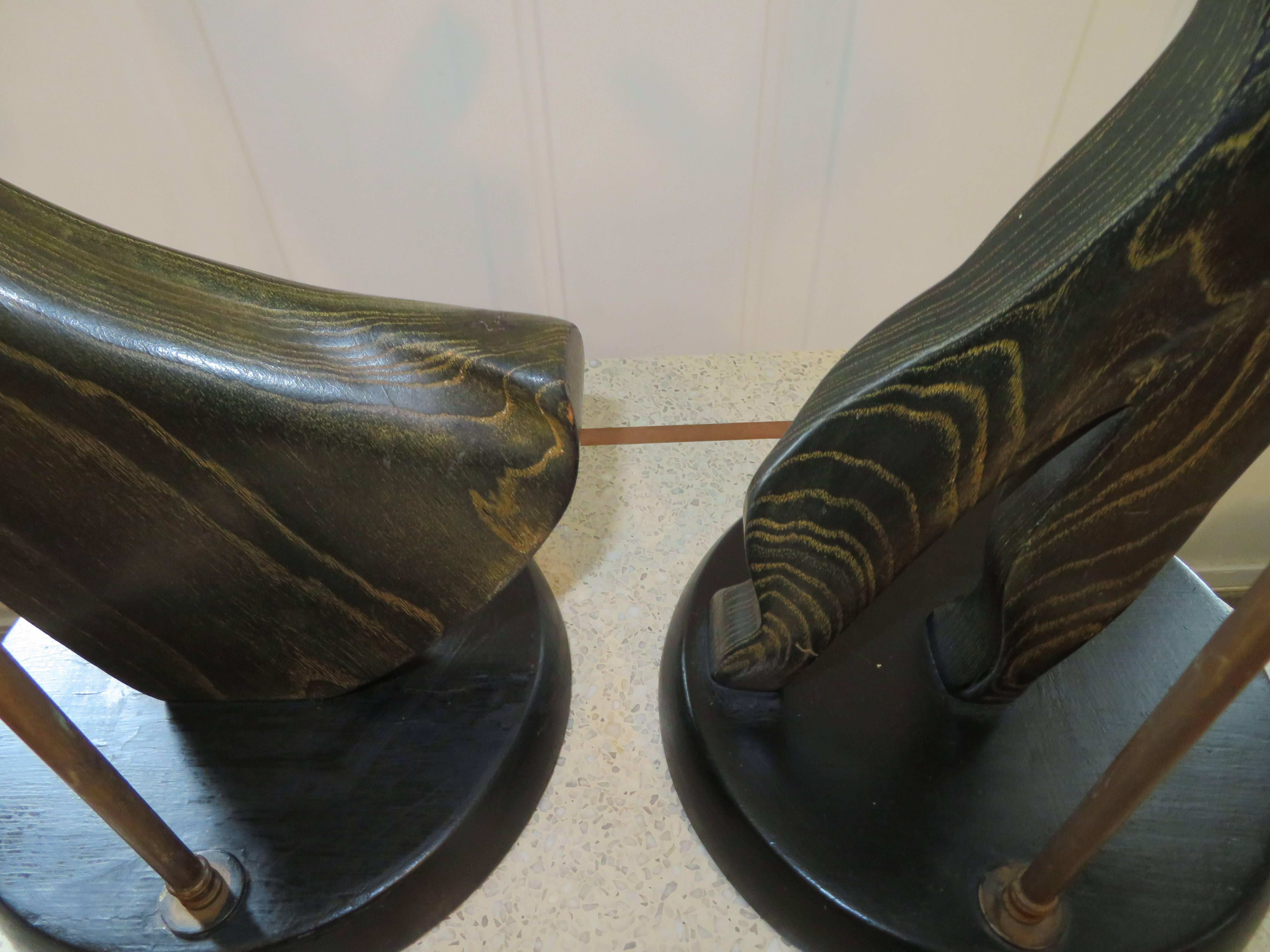 Lovely Pair of Modernist Cerused Oak Heifetz Dancer Male Female Lamps For Sale 1