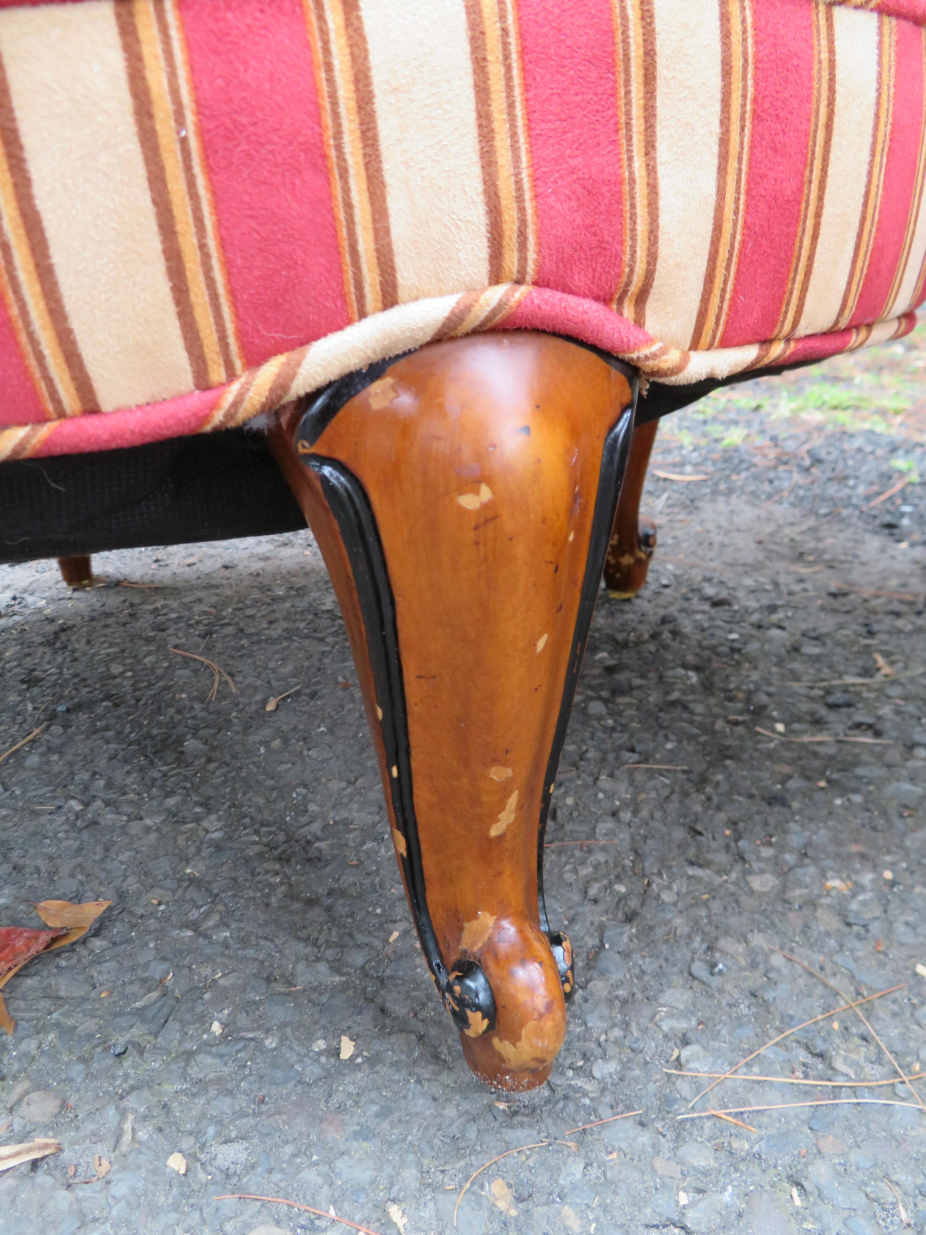 Upholstery Lovely Pair of Napoleon Billy Haines Style Slipper Chairs Hollywood Regency For Sale