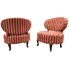 Lovely Pair of Napoleon Billy Haines Style Slipper Chairs Hollywood Regency