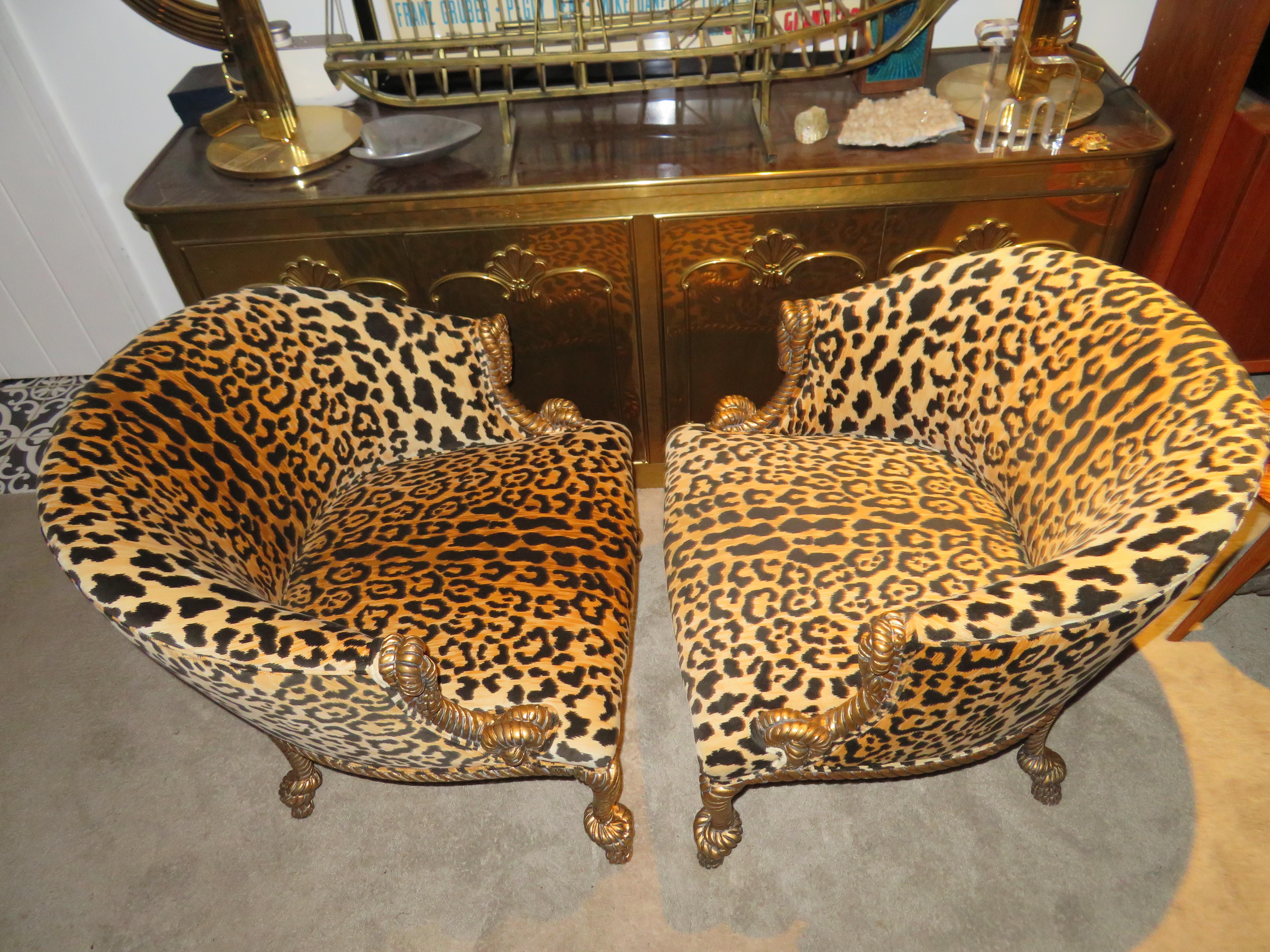 Lovely Pair of Napoleon III Style Gilded Rope & Tassel Chairs Hollywood Regency In Good Condition In Pemberton, NJ