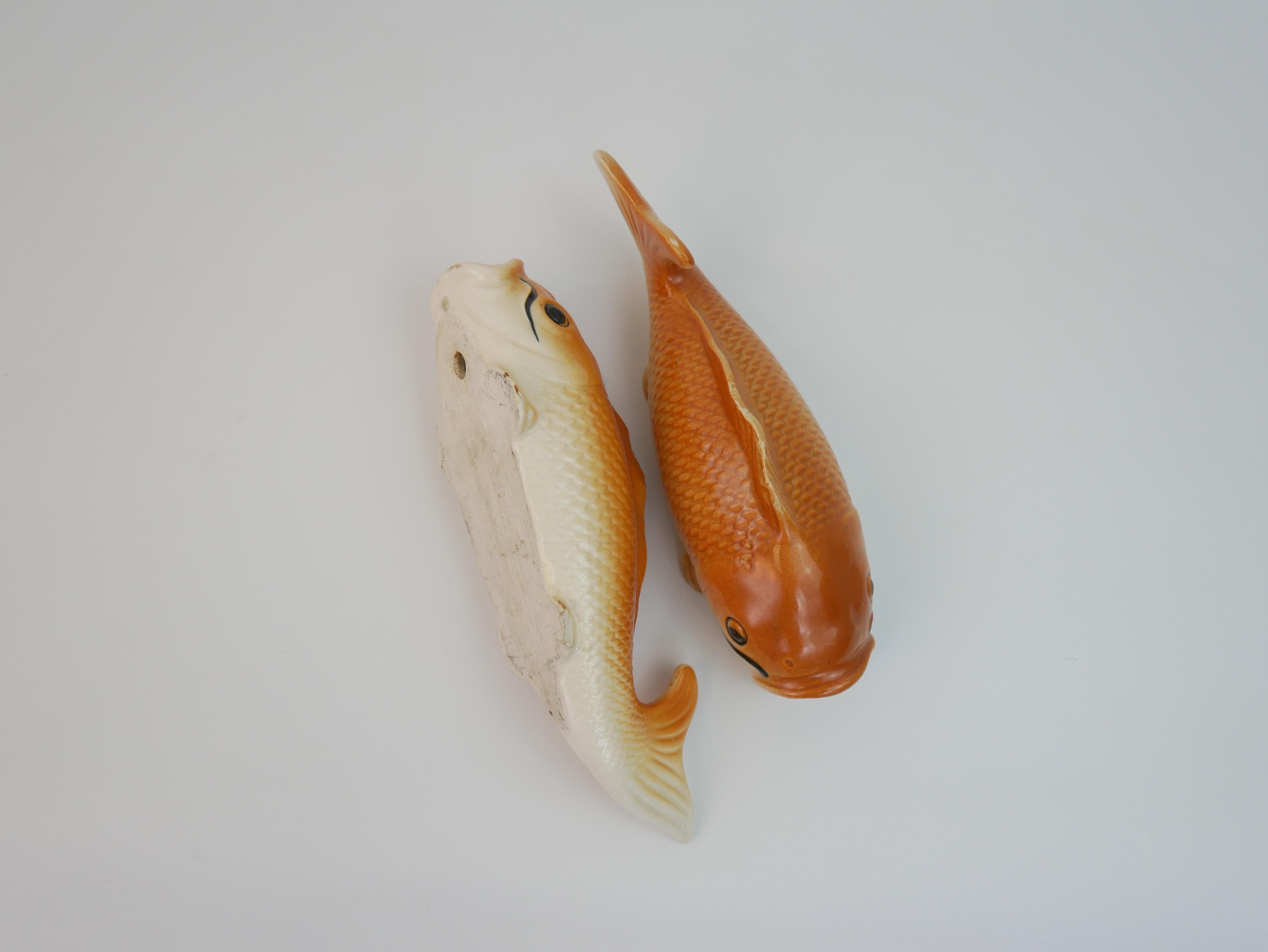 Bella coppia di carpe in ceramica arancione in vendita 4