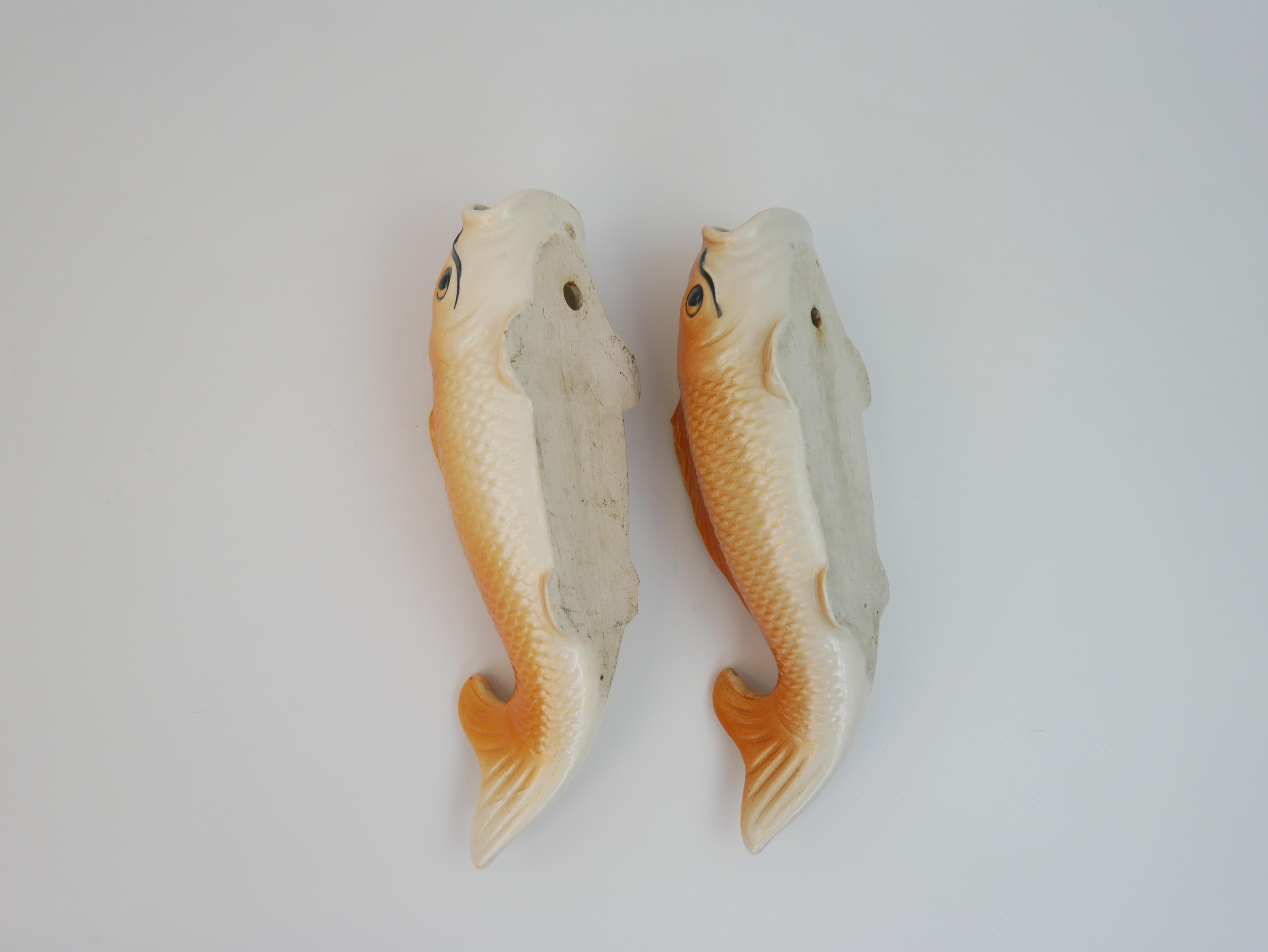 Bella coppia di carpe in ceramica arancione in vendita 6